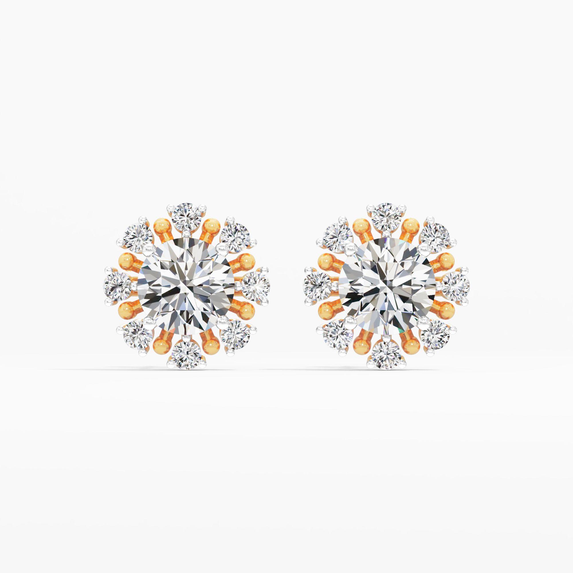 Glow Rays Solitaire Stud Earrings in 9KT Yellow Gold (Diamond Quality: FG-VVS VS)