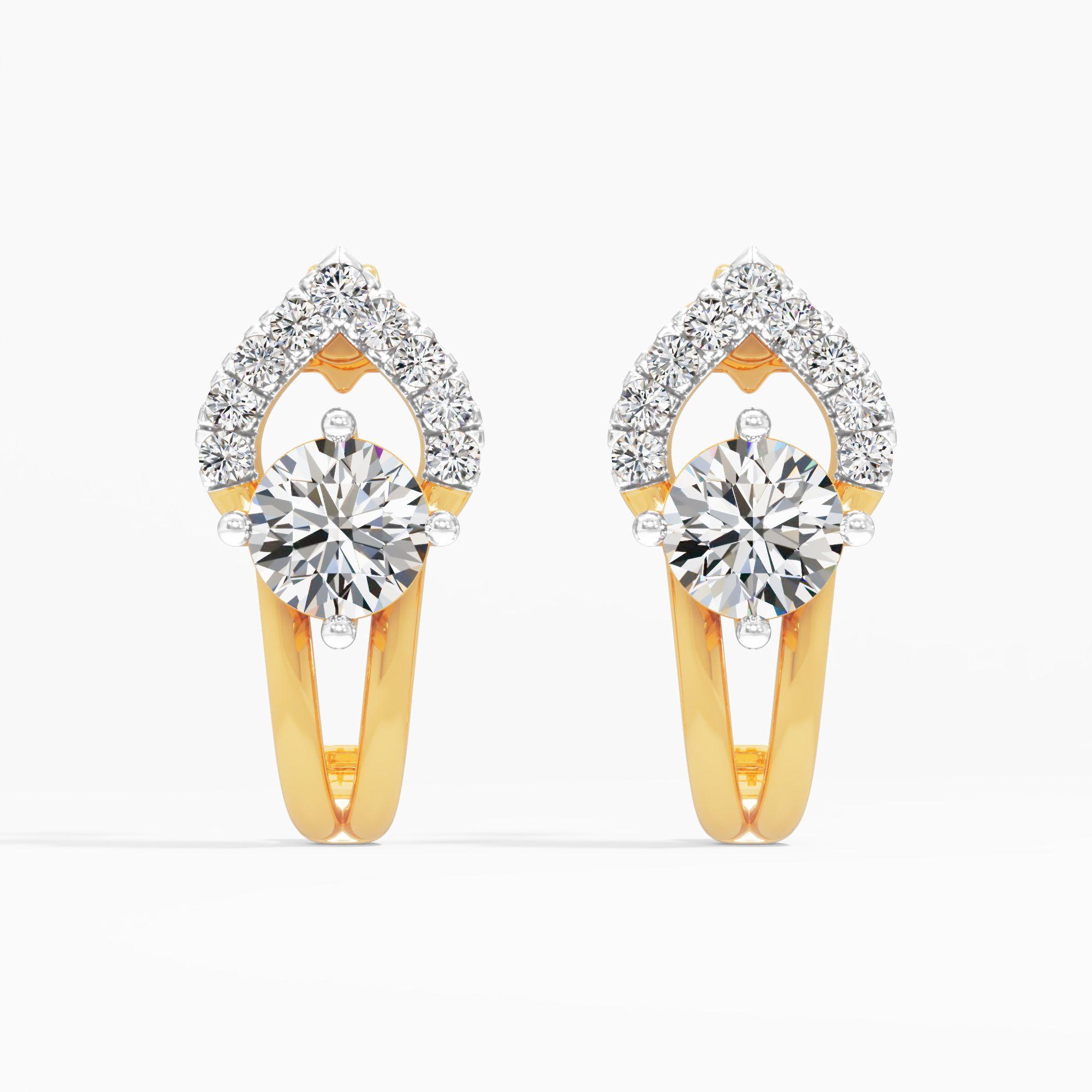 Aurora Arch Solitaire Stud Earrings in 9KT Yellow Gold (Diamond Quality: FG-VVS VS)