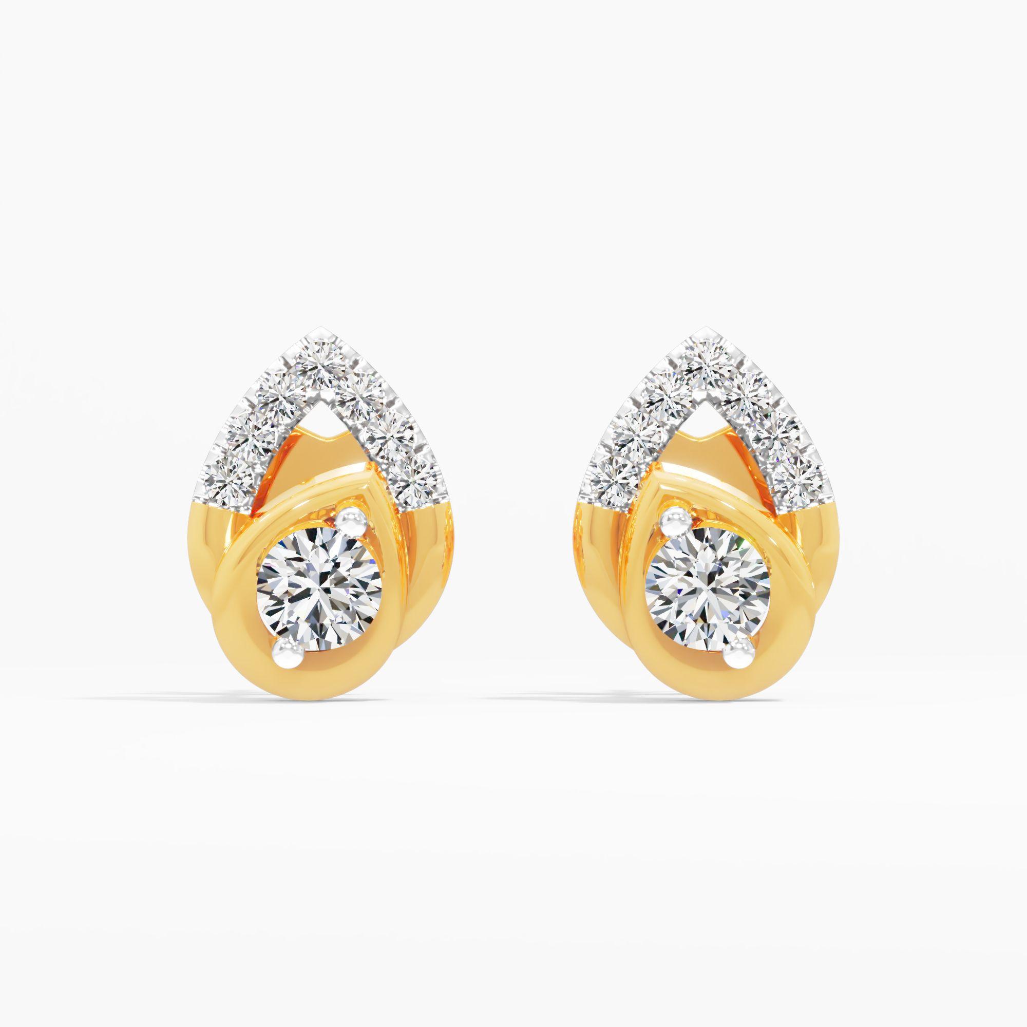 Loving Embrace Solitaire Stud Earrings in 18KT Yellow Gold (Diamond Quality: EF-VVS VS)