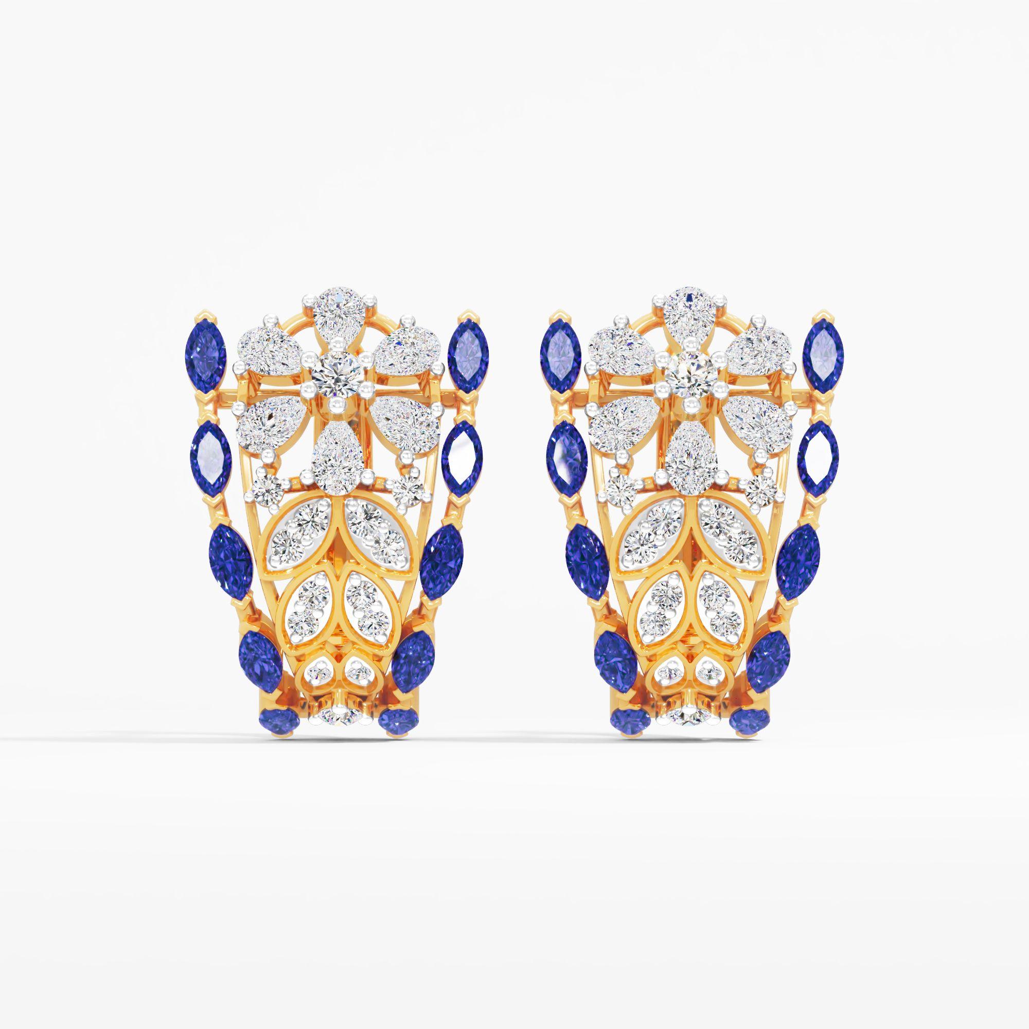 Velvet Crest Hoop Earrings in 9KT Yellow Gold (Diamond Quality: FG-VVS VS)