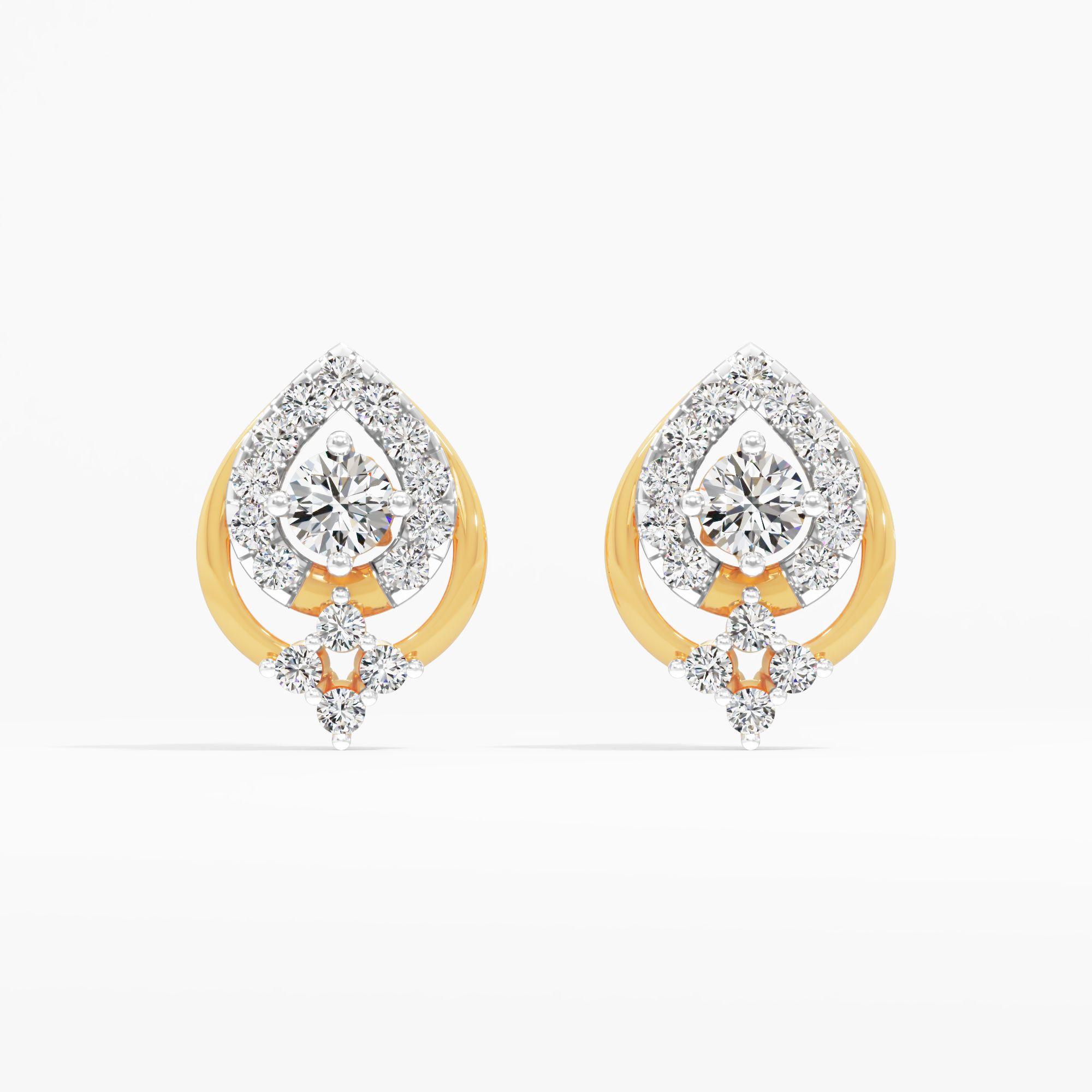 Quatrefoil Solitaire Stud Earrings in 9KT Yellow Gold (Diamond Quality: EF-VVS VS)