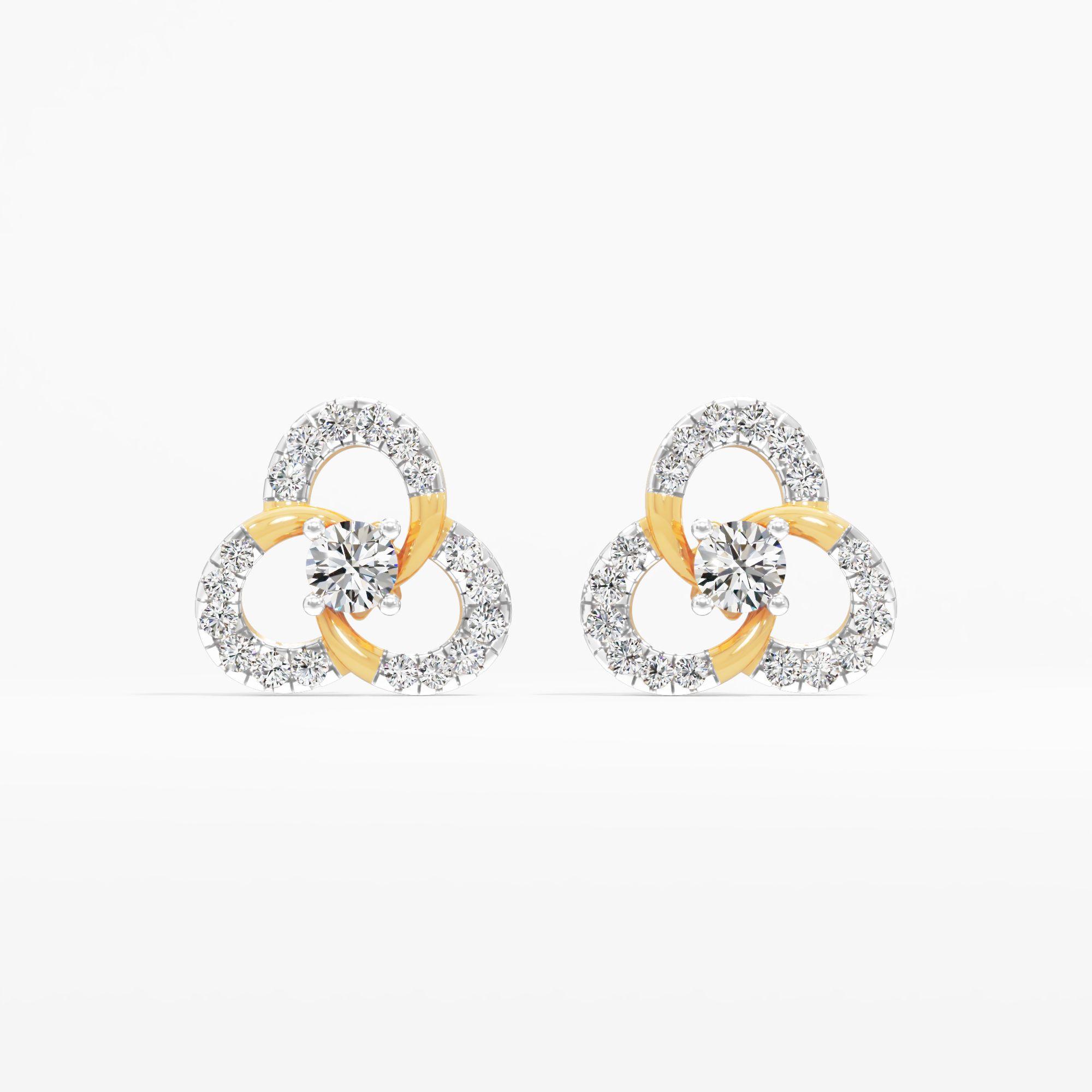 Clover Twist Solitaire Stud Earrings in 9KT Yellow Gold (Diamond Quality: EF-VVS VS)