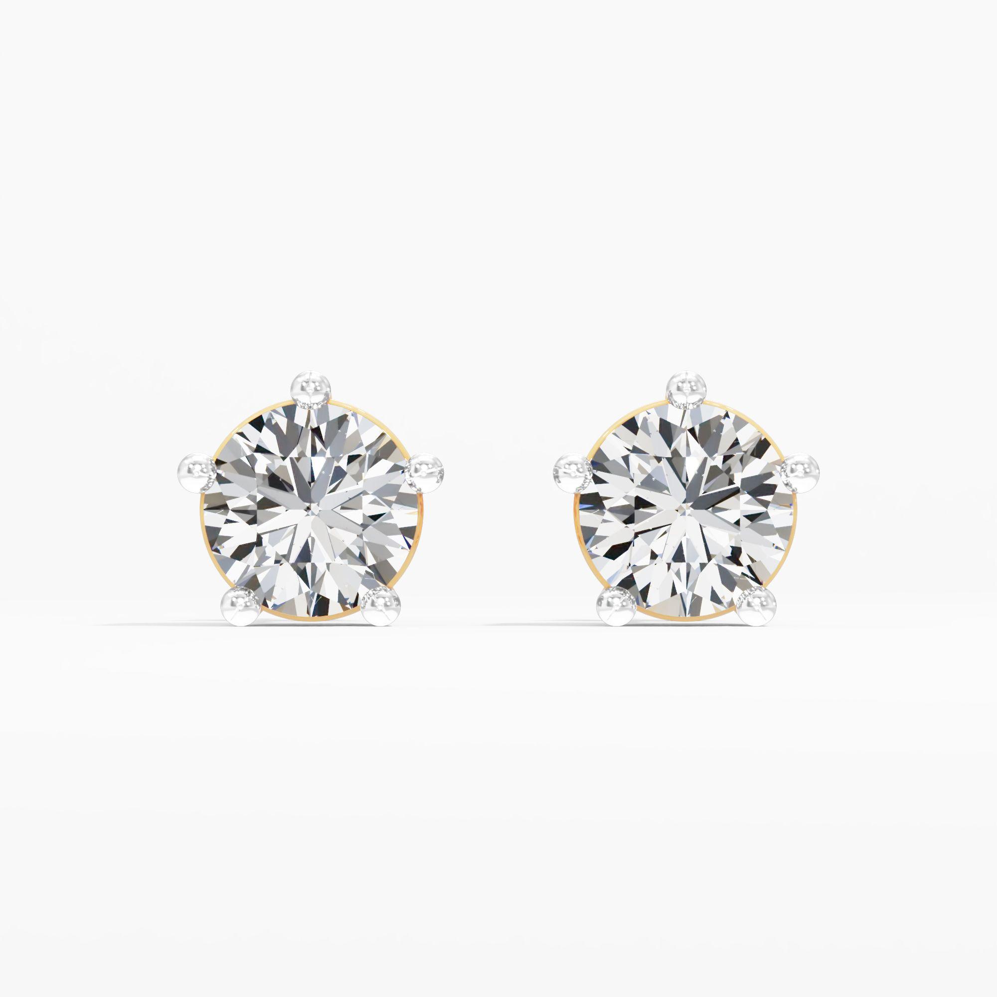 Nova Crest Solitaire Stud Earrings in 9KT Yellow Gold (Diamond Quality: FG-VVS VS)