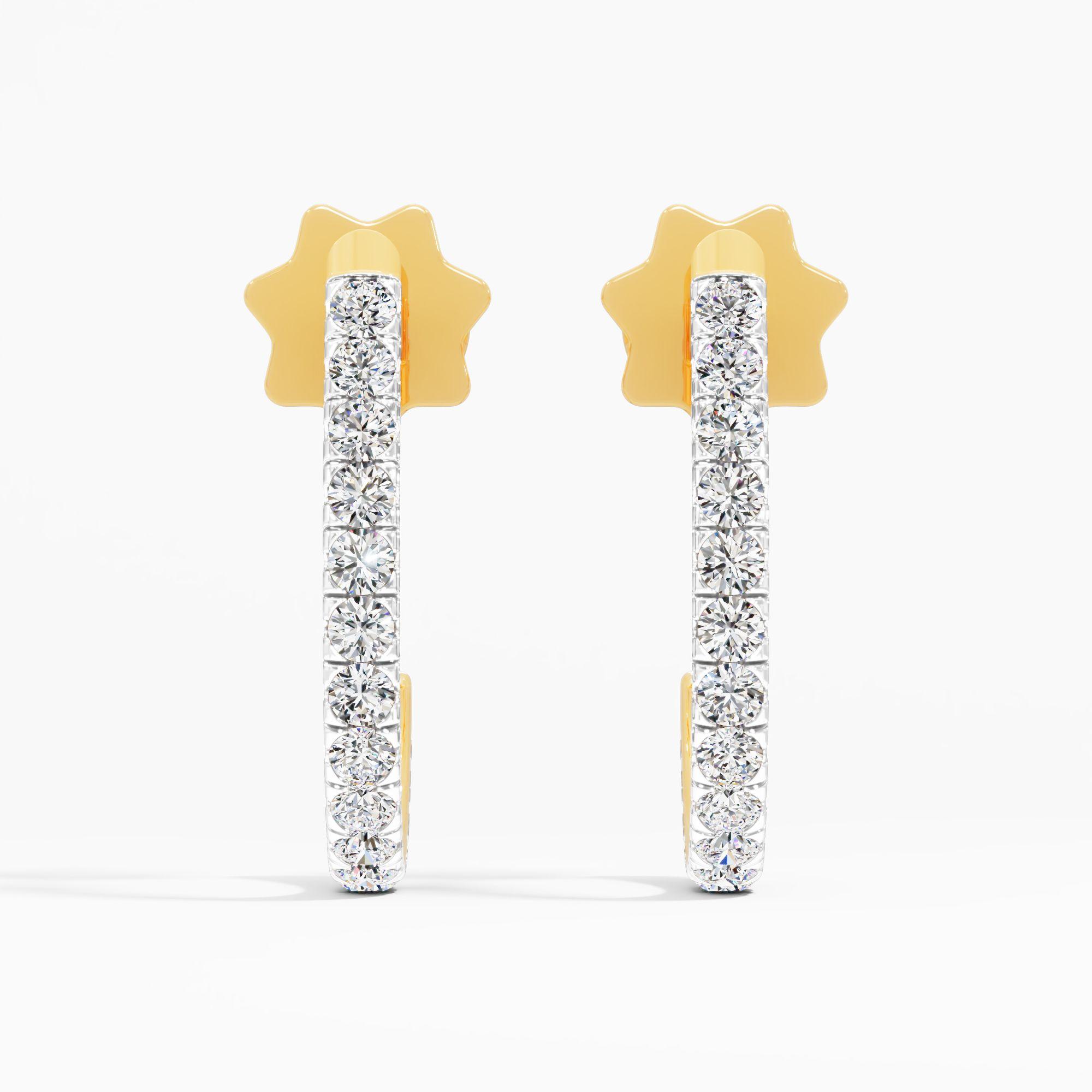 Diamond Arc J-Hoop Earrings in 9KT Yellow Gold (Diamond Quality: FG-VVS VS)