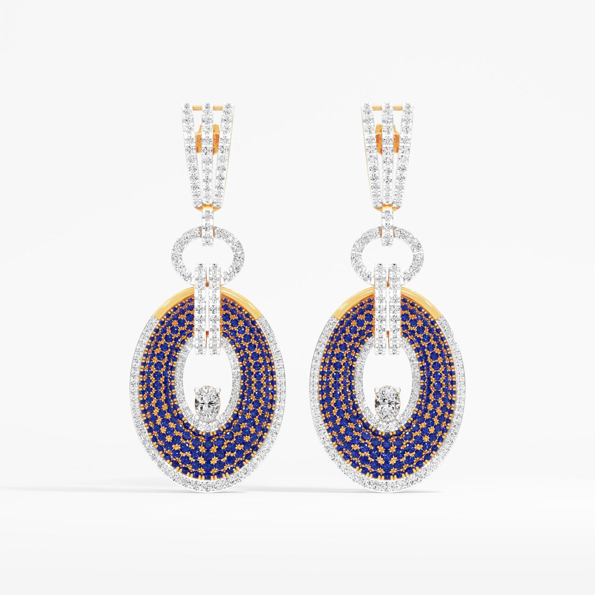 Midnight Orbit Dangle Earrings in 9KT Yellow Gold (Diamond Quality: FG-VVS VS)