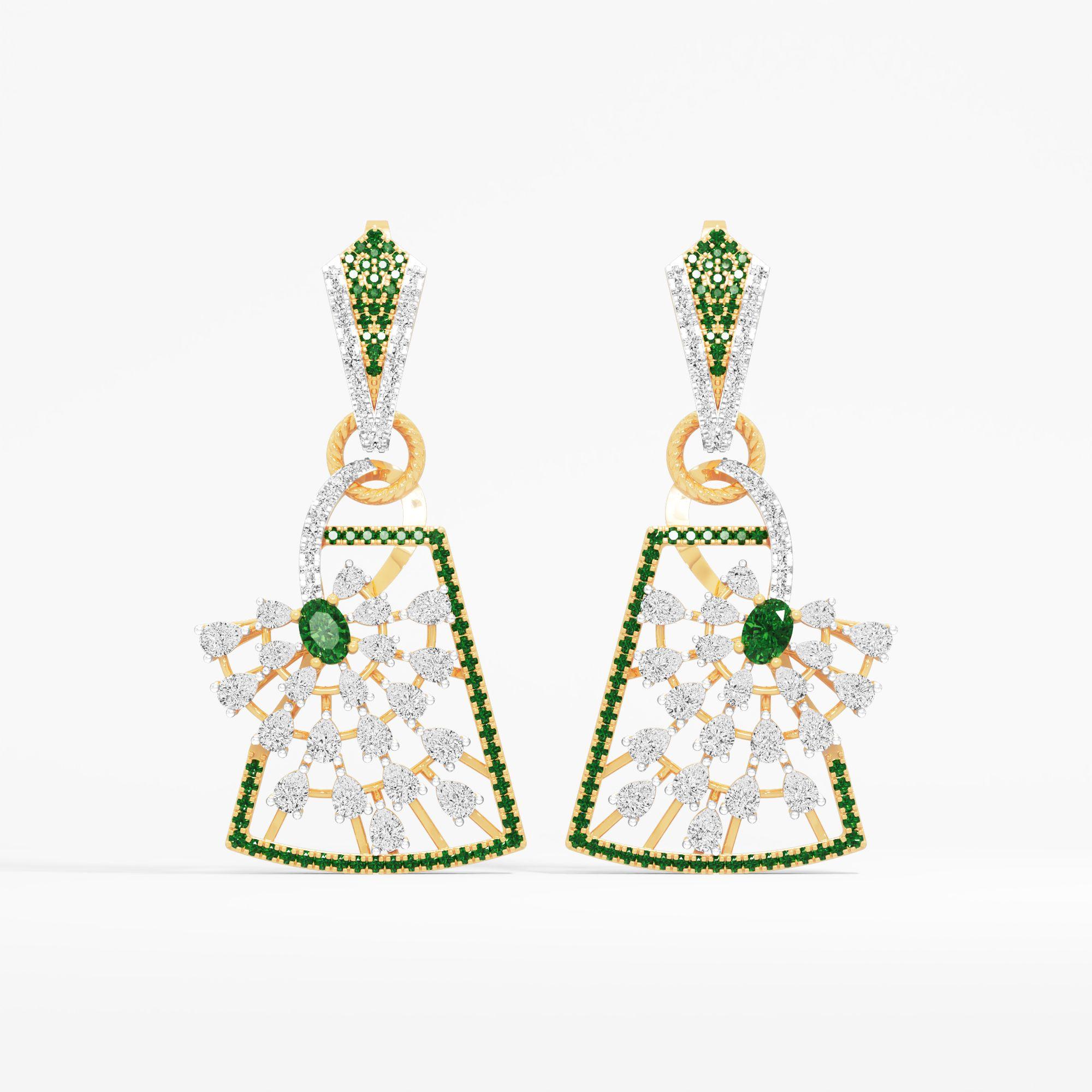 Dewy Petal Dangle Earrings in 9KT Yellow Gold (Diamond Quality: FG-VVS VS)