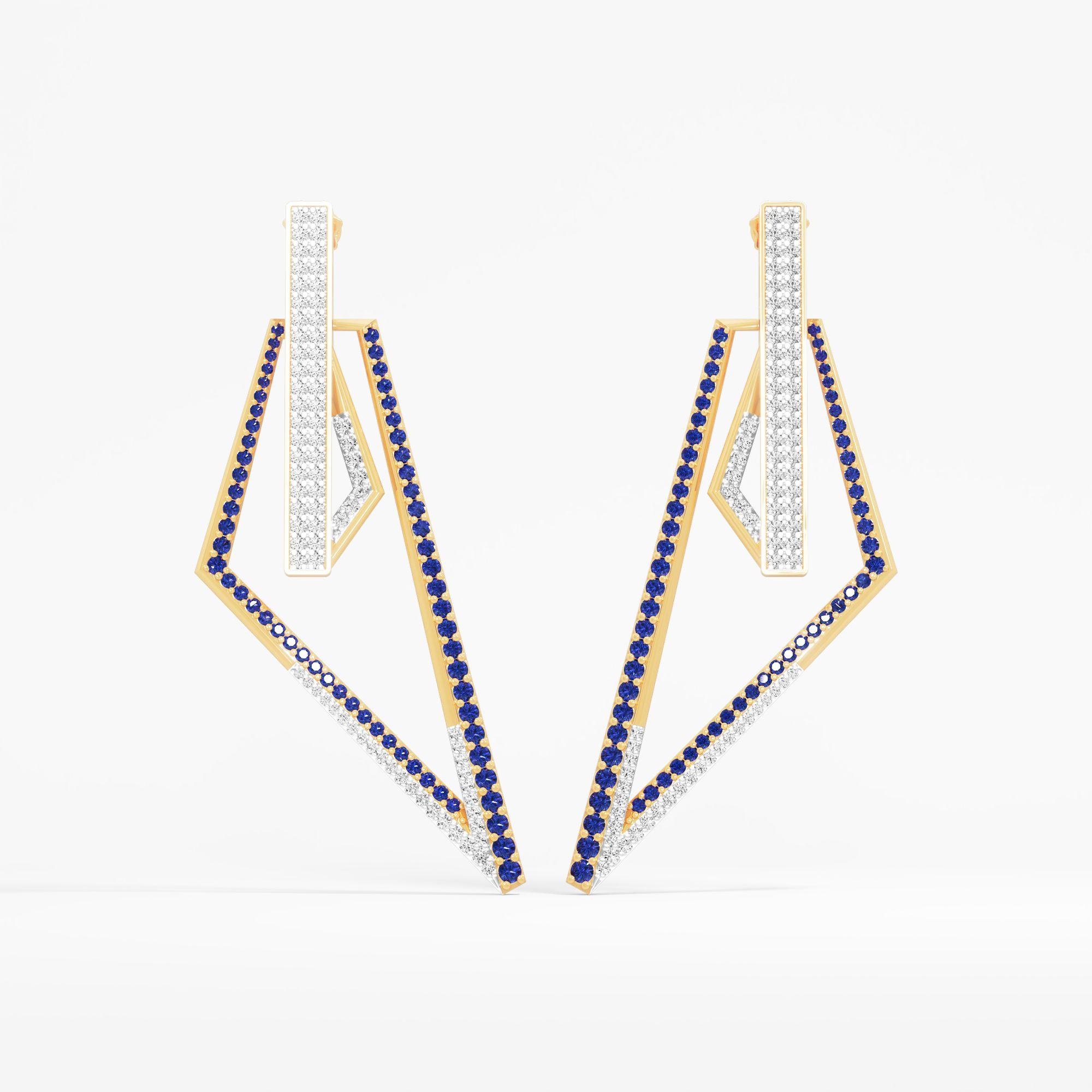 Astral Prism Dangle Earrings in 9KT Yellow Gold (Diamond Quality: FG-VVS VS)