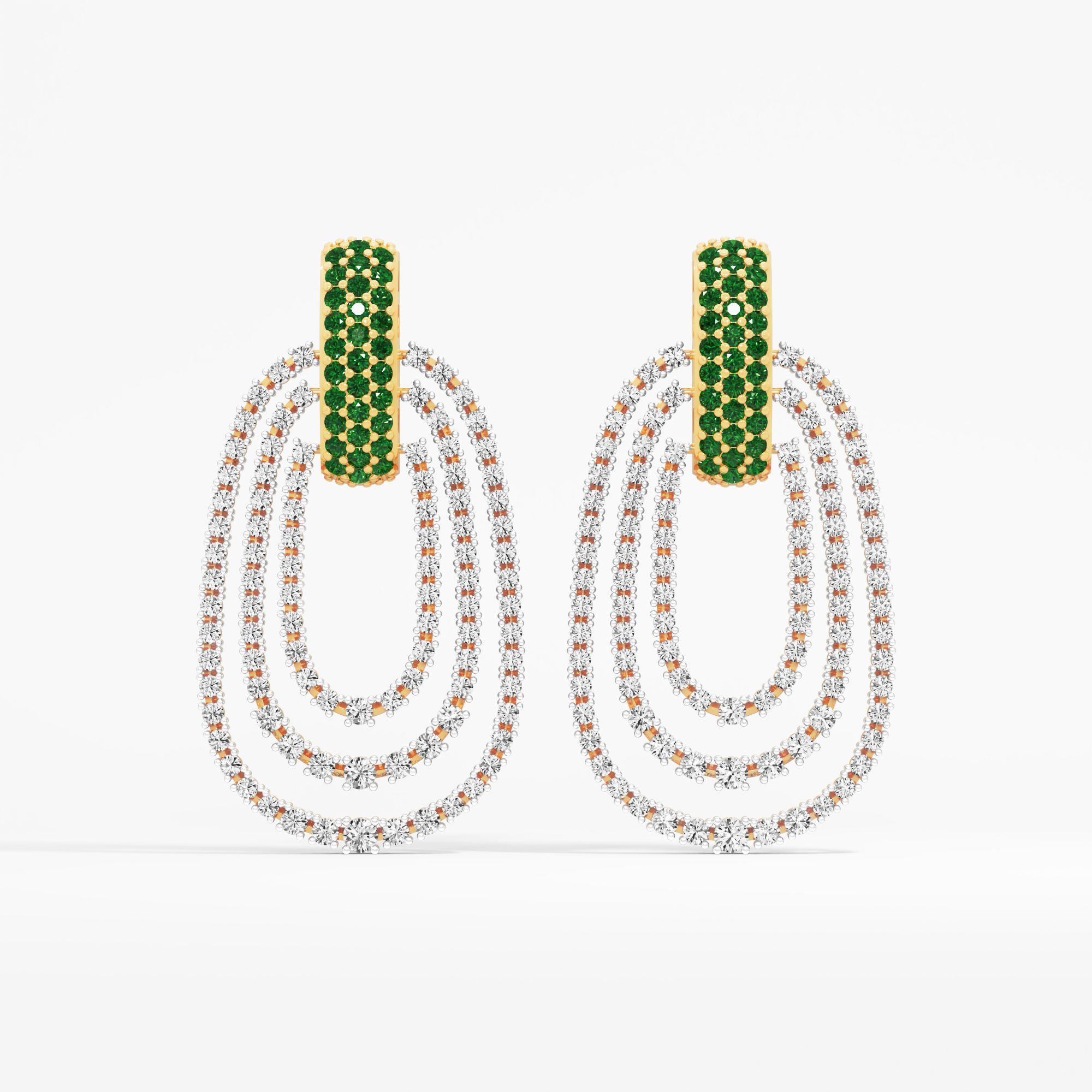 Nested Glow Dangle Earrings in 9KT Yellow Gold (Diamond Quality: FG-VVS VS)