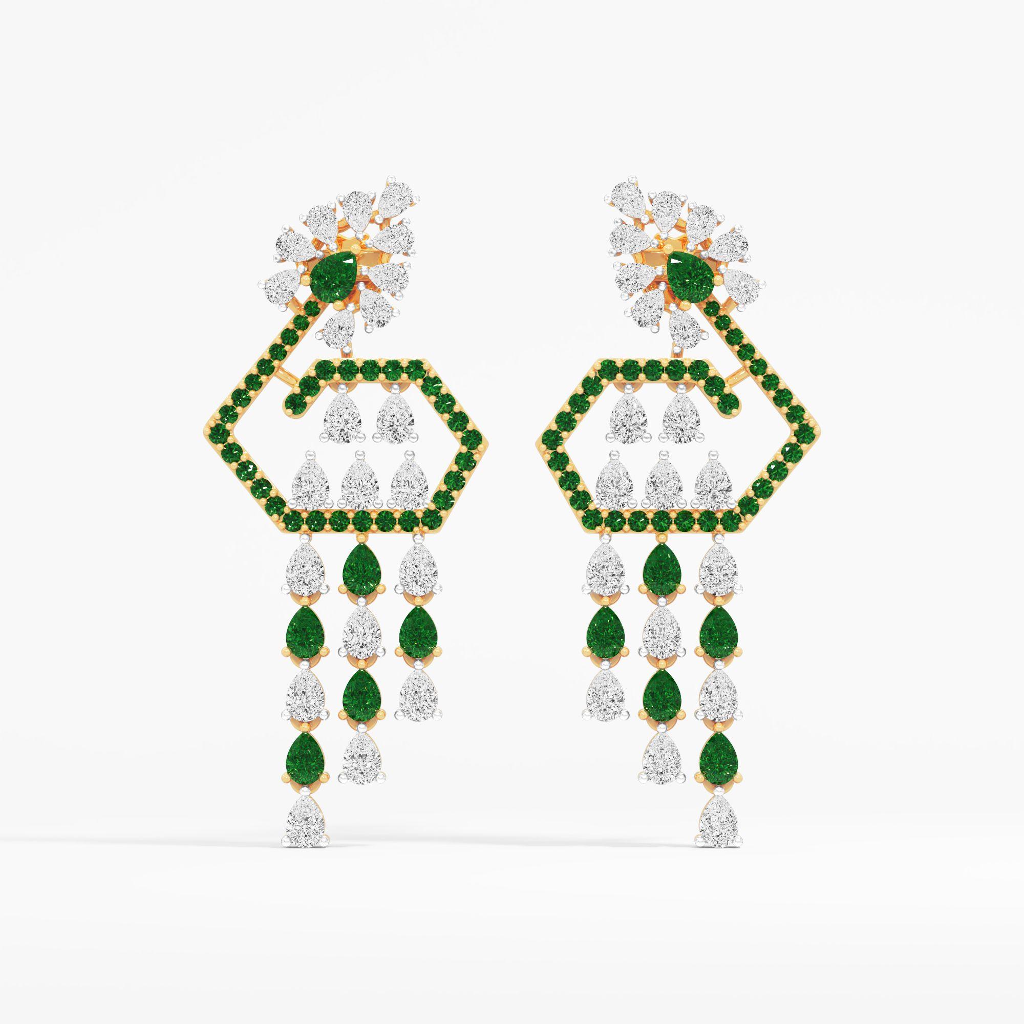 Wild Whispers Dangle Earrings in 9KT Yellow Gold (Diamond Quality: FG-VVS VS)