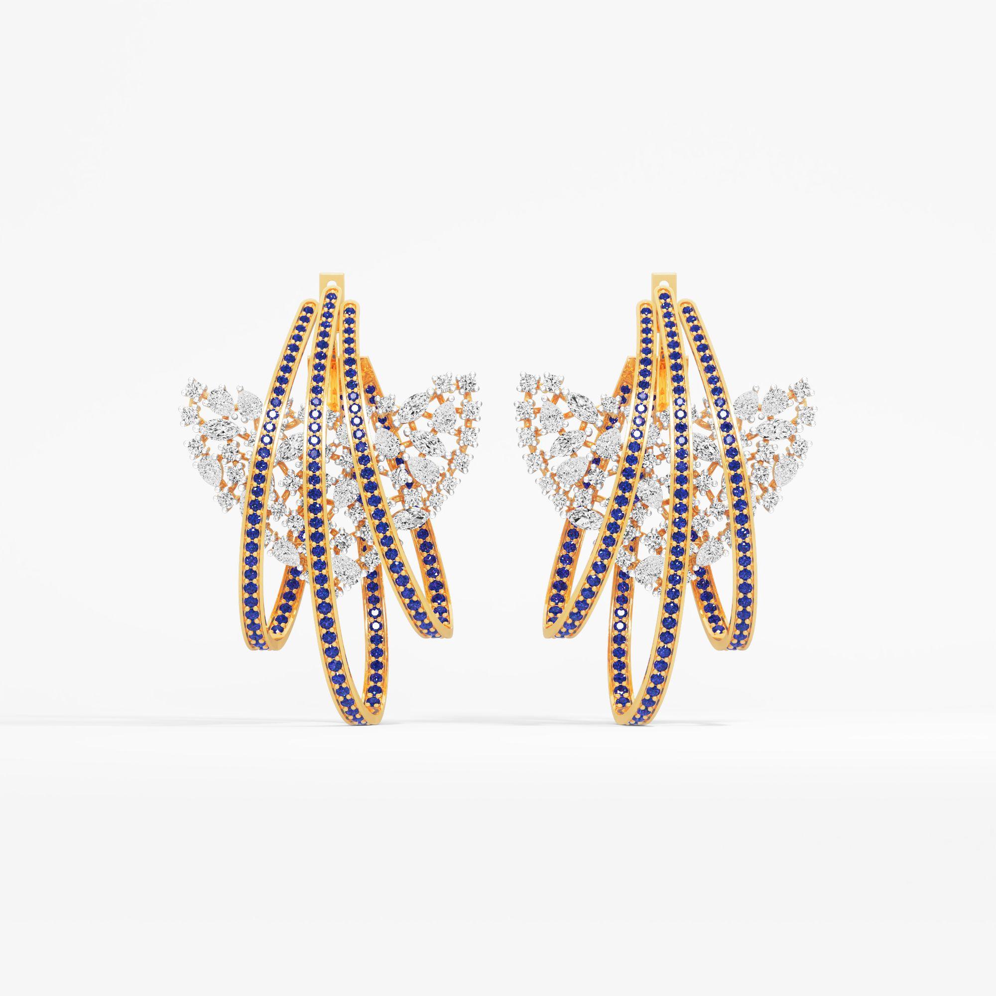 Twilight Wingspan Cocktail Earrings in 9KT Yellow Gold (Diamond Quality: FG-VVS VS)