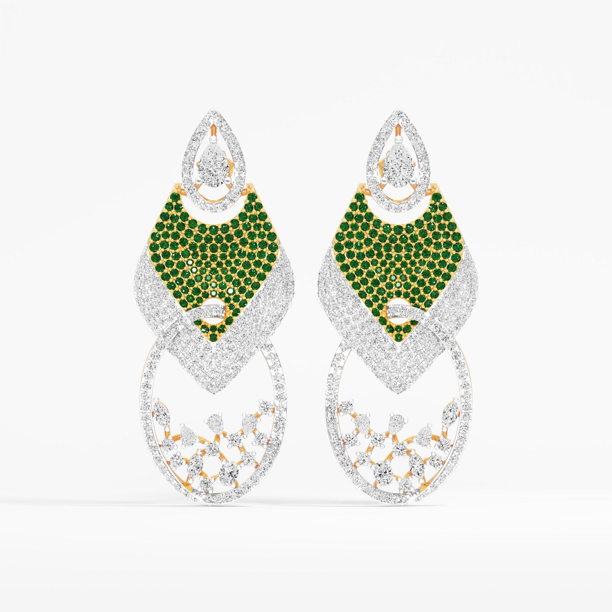 Polar Dream Dangle Earrings in 9KT Yellow Gold (Diamond Quality: FG-VVS VS)