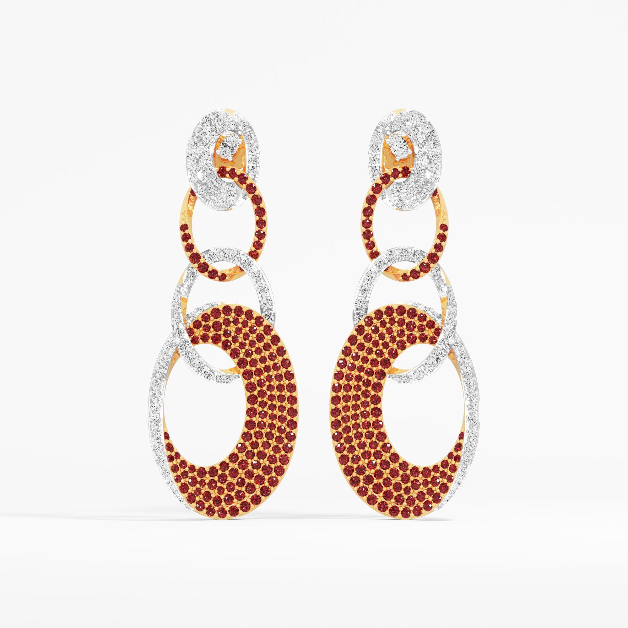 Glowing Orbit Dangle Earrings in 9KT Yellow Gold (Diamond Quality: FG-VVS VS)
