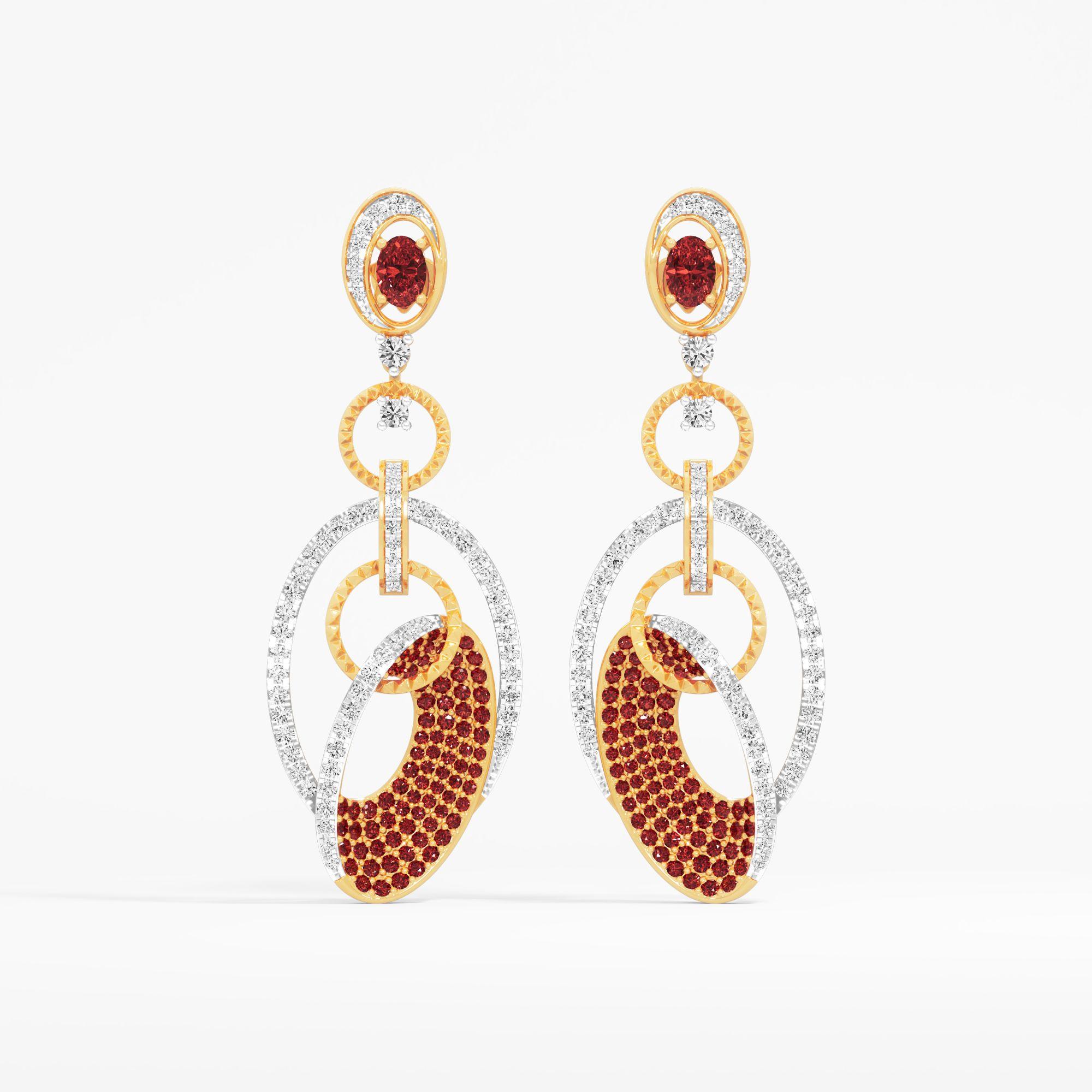 Fierce Bloom Dangle Earrings in 9KT Yellow Gold (Diamond Quality: FG-VVS VS)