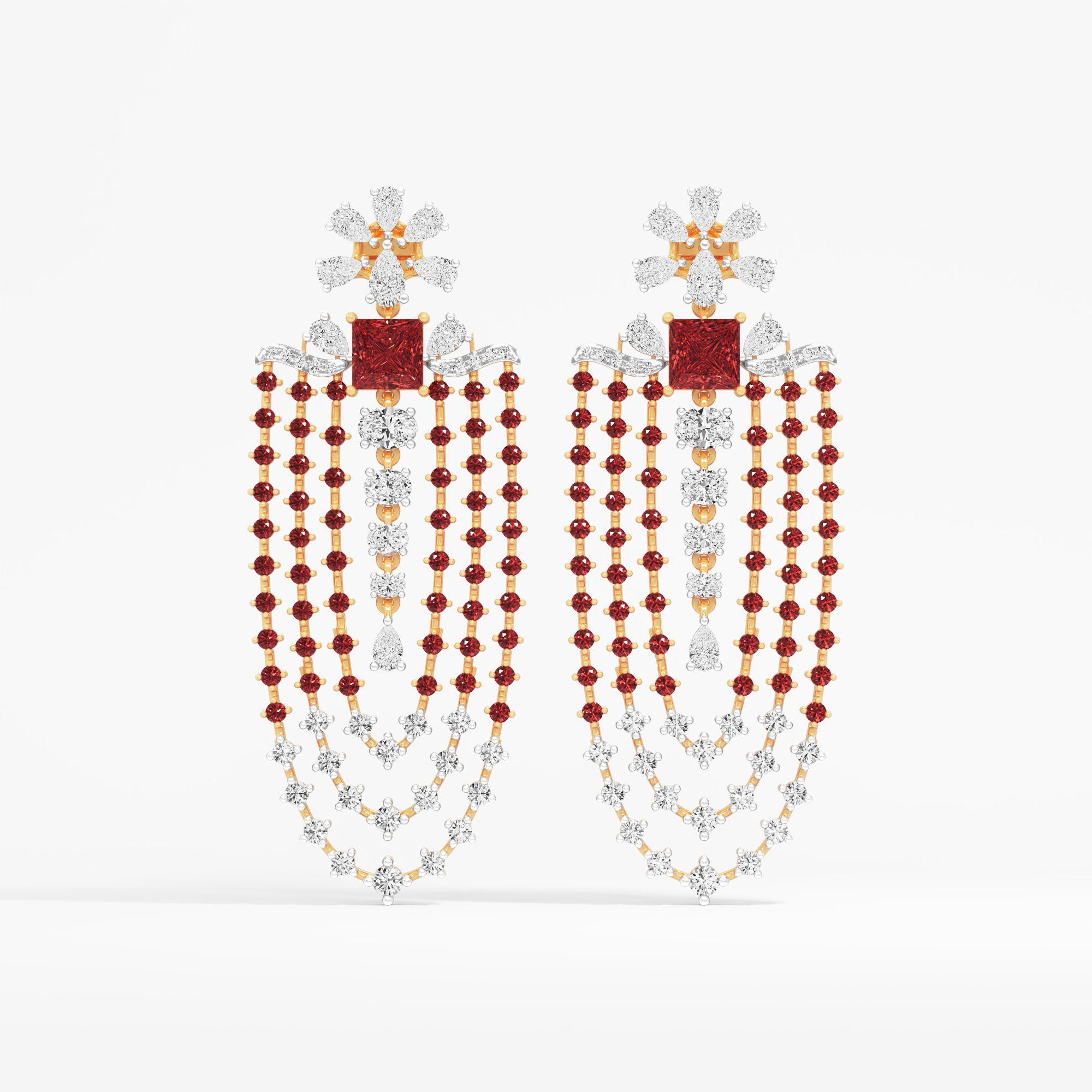 Velvet Storm Dangle Earrings in 9KT Yellow Gold (Diamond Quality: FG-VVS VS)