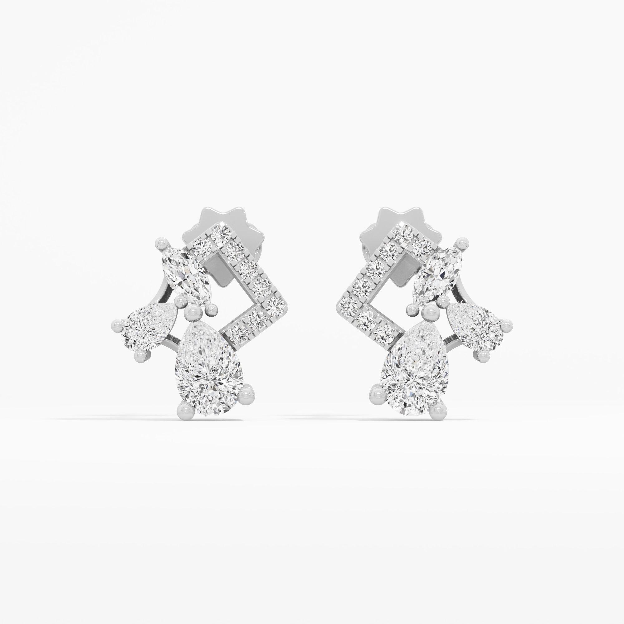 Radiant Bloom Stud Earrings in 14KT White Gold (Diamond Quality: FG-VVS VS)