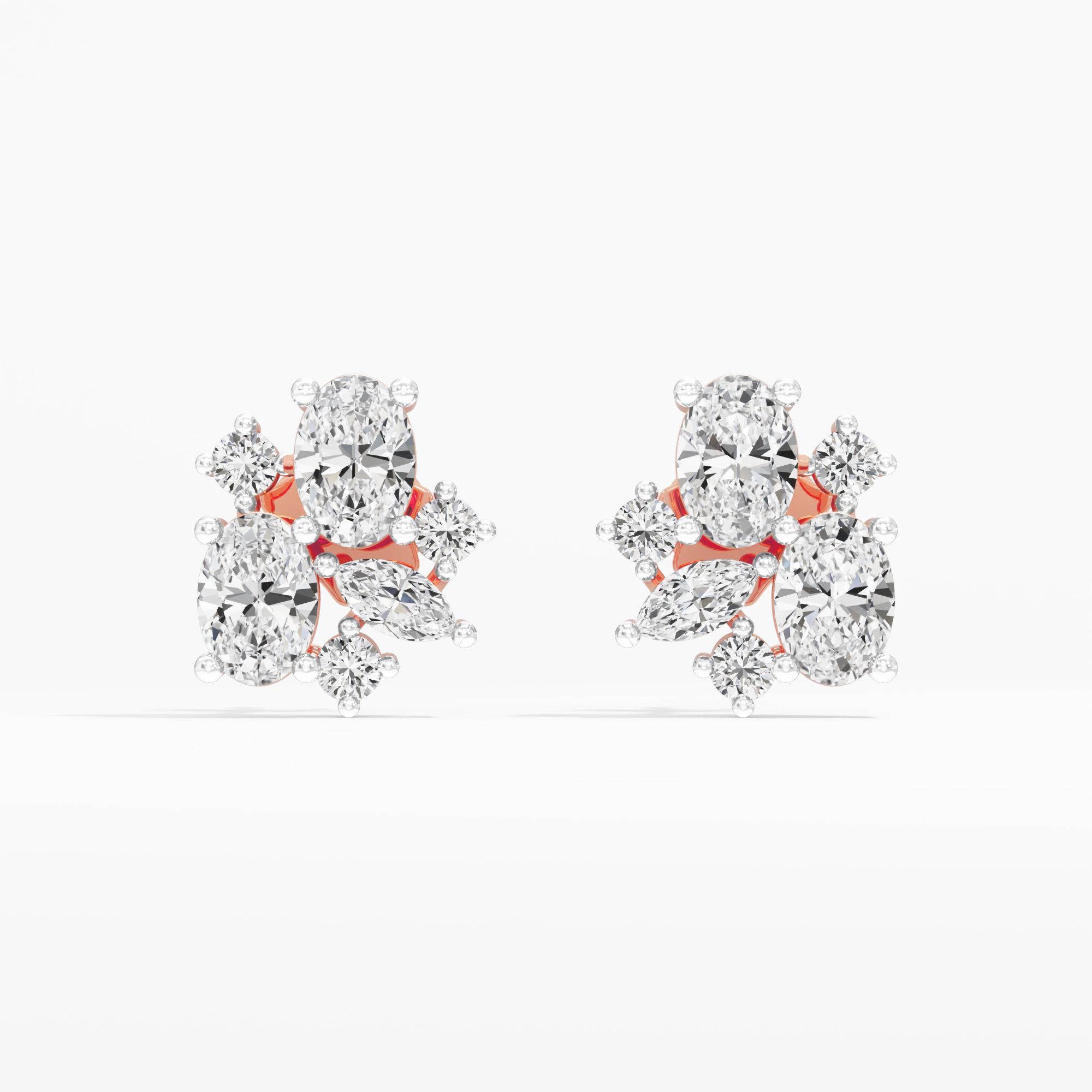 Radiant Constellation Stud Earrings in 14KT Rose Gold (Diamond Quality: FG-VVS VS)