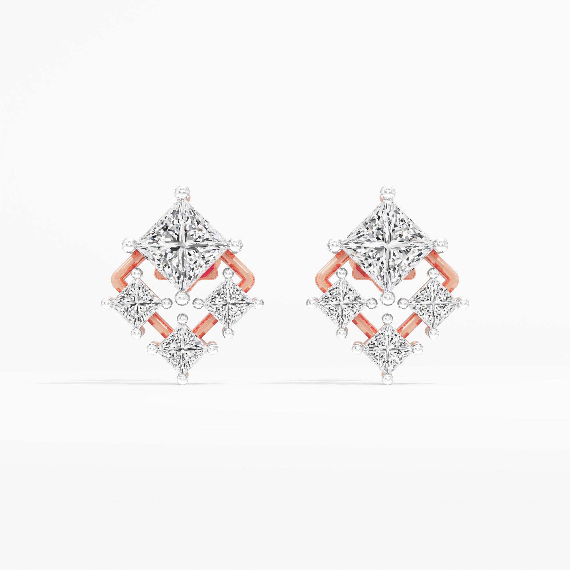 Zara Radiance Stud Earrings in 14KT Rose Gold (Diamond Quality: FG-VVS VS)