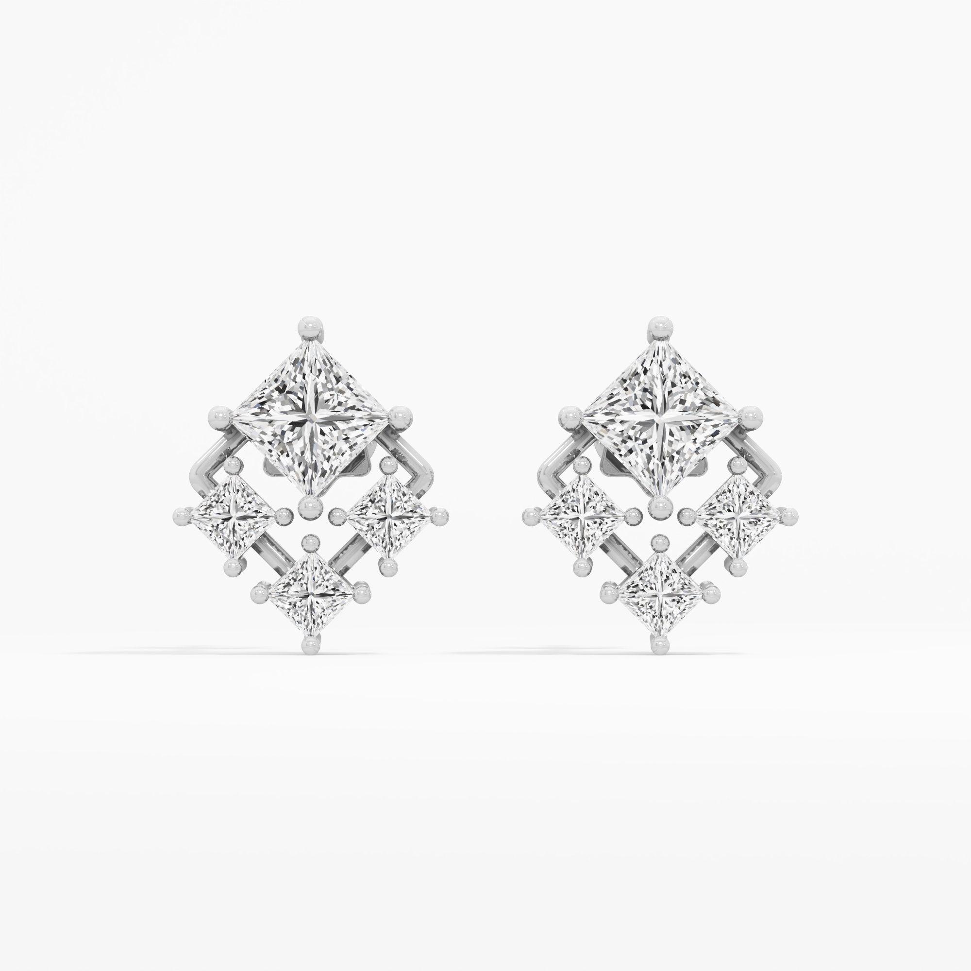 Zara Radiance Stud Earrings in 14KT White Gold (Diamond Quality: FG-VVS VS)