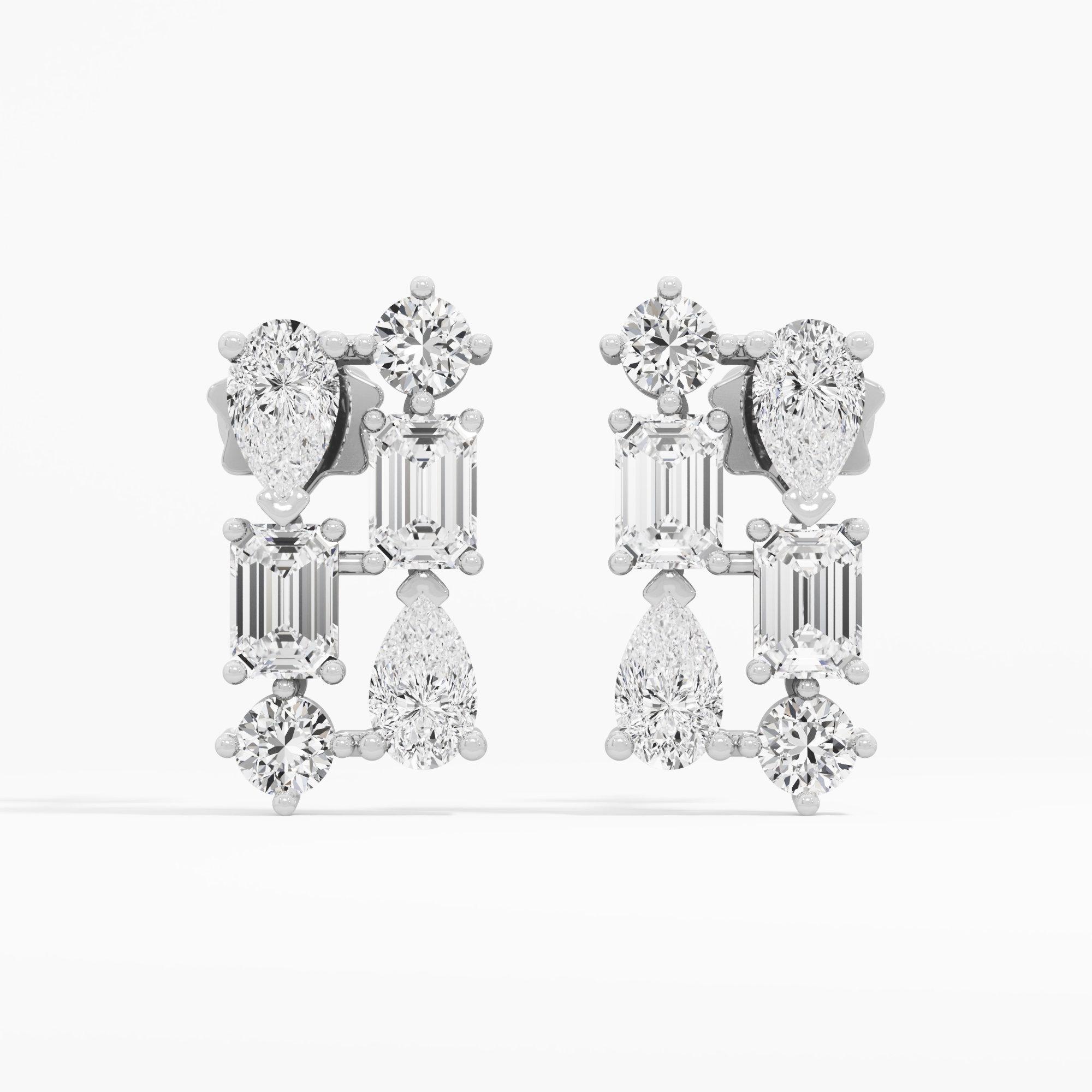 Linear Radiance Stud Earrings in 14KT White Gold (Diamond Quality: FG-VVS VS)