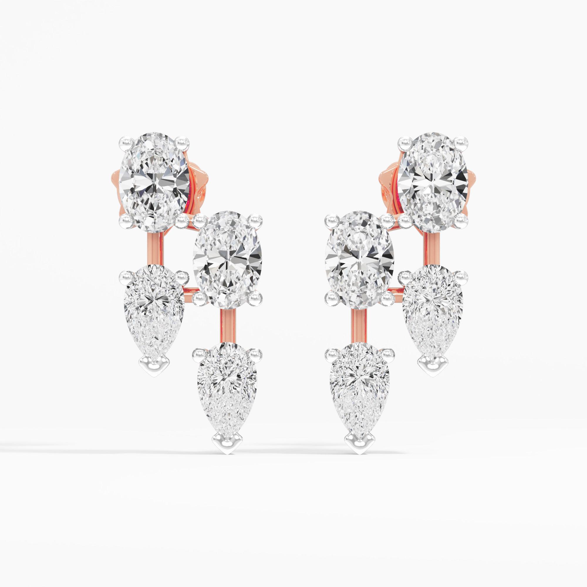 Ethereal Stream Dangle Earrings in 14KT Rose Gold (Diamond Quality: FG-VVS VS)