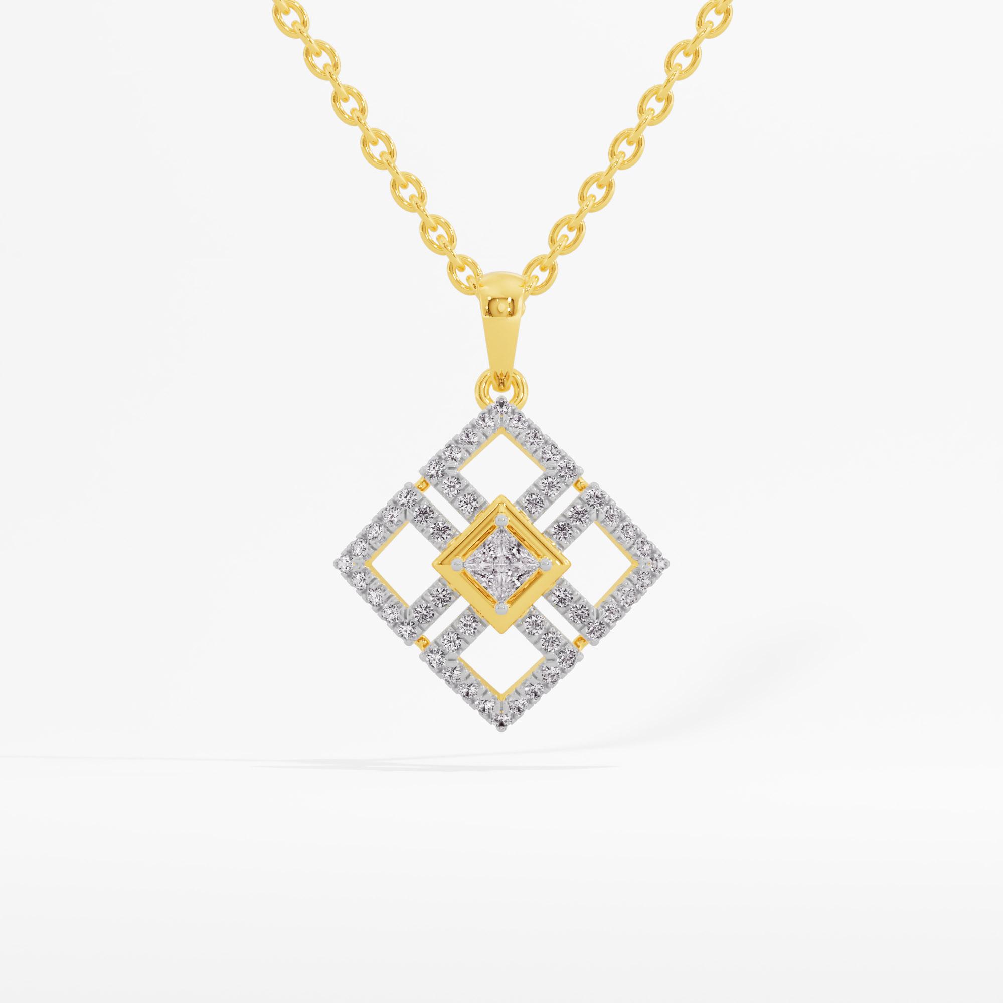 Cubic Lattice Solitaire Pendant in 9KT Yellow Gold (Diamond Quality: FG-VVS VS)