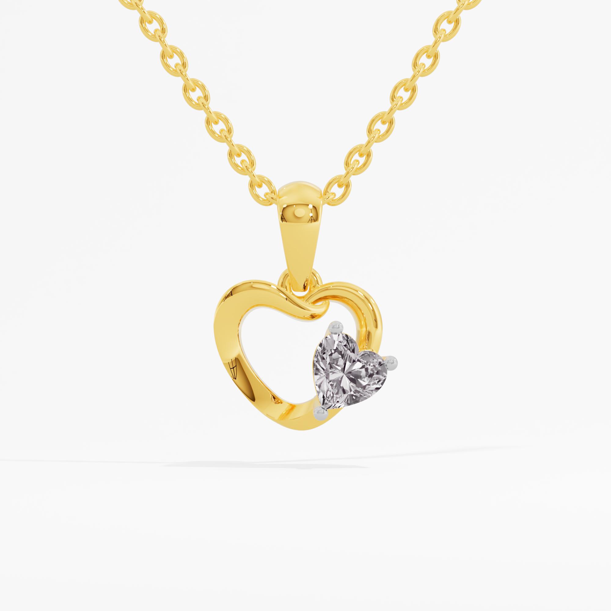 Cupid's Charm Solitaire Heart Pendant in 9KT Yellow Gold (Diamond Quality: FG-VVS VS)