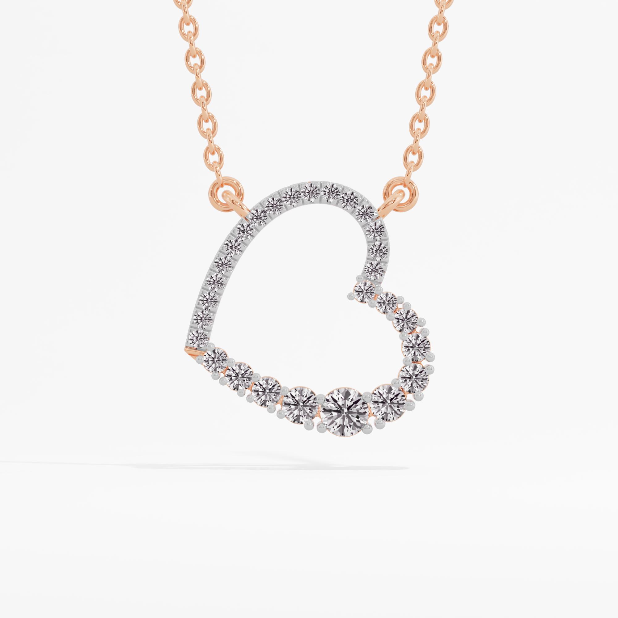 Beloved Grace Heart Necklace w/ Chain in 9KT Rose Gold (FG-VVS VS)