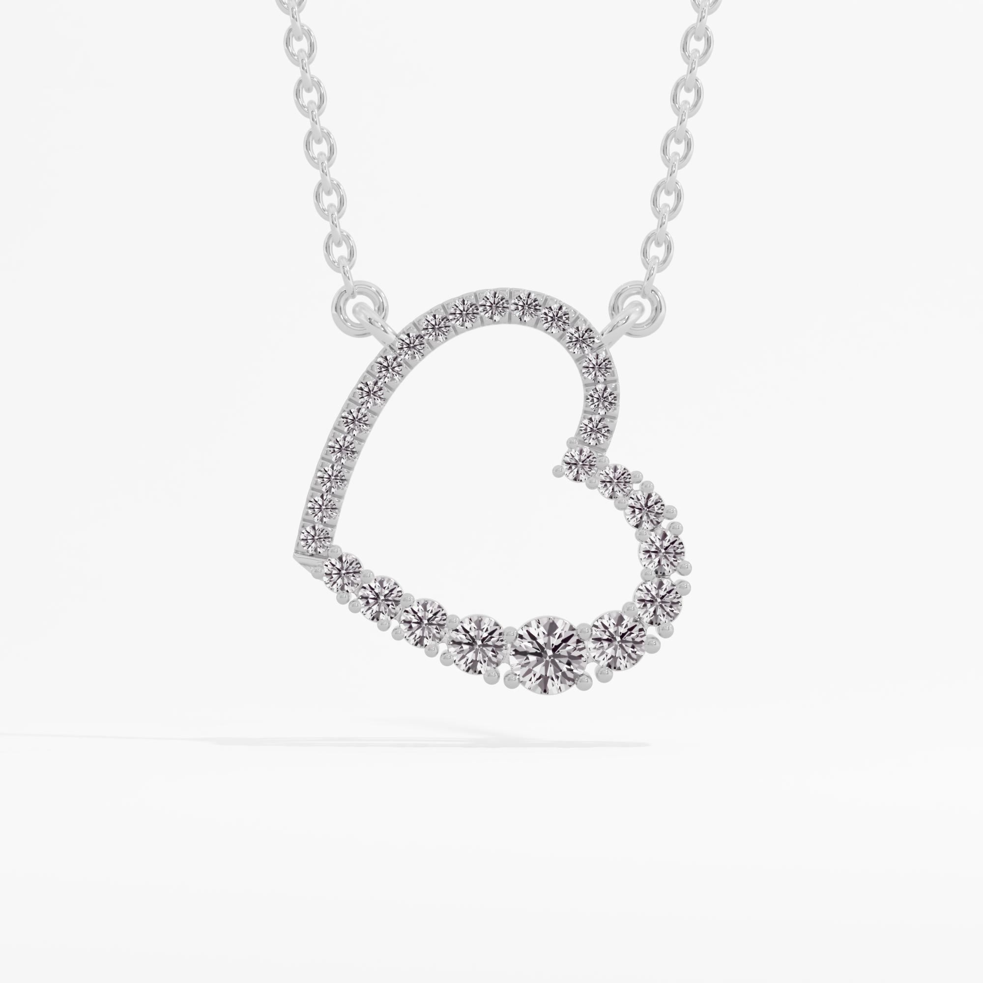 Beloved Grace Heart Necklace w/ Chain in 9KT White Gold (FG-VVS VS)