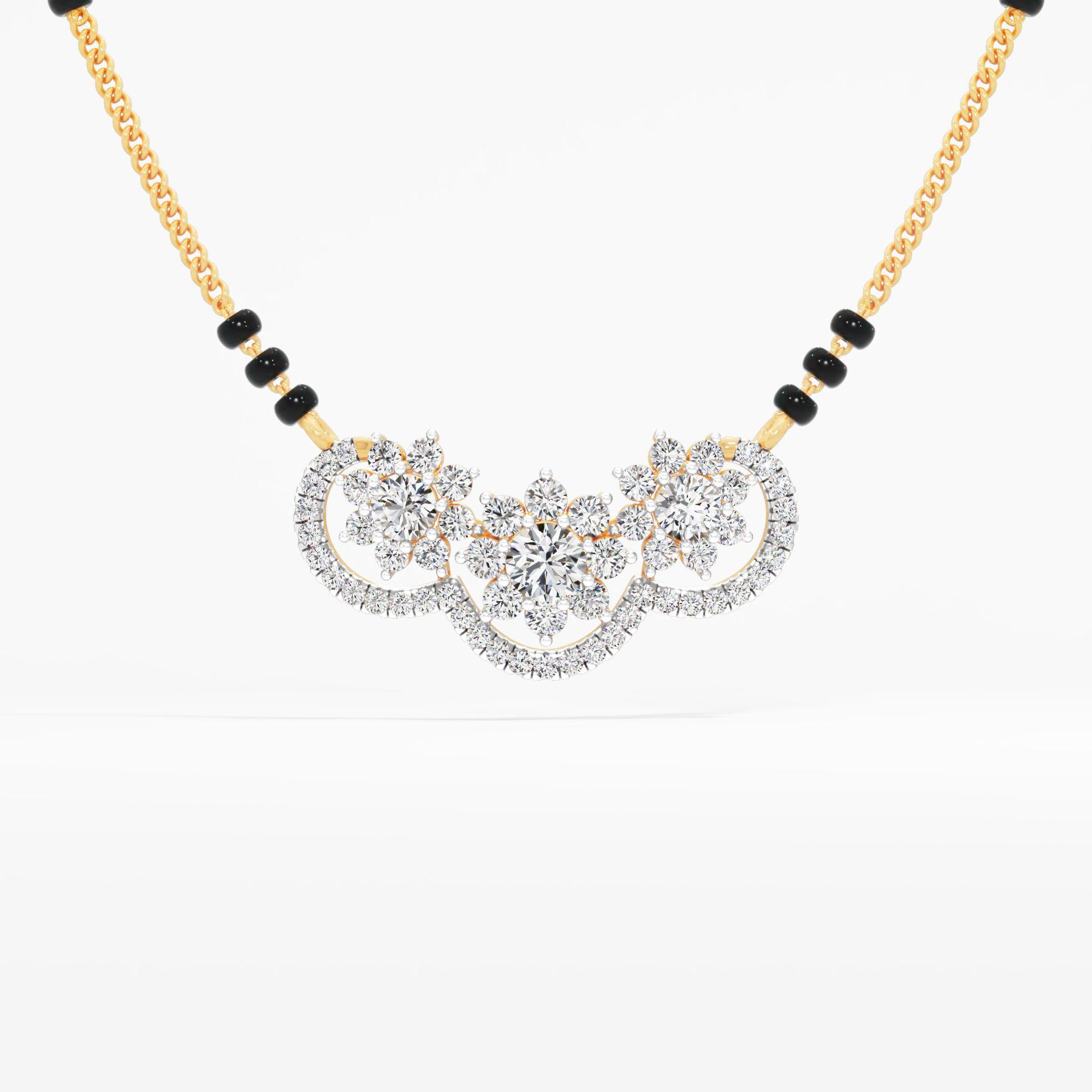 Trinity Bloom Diamond Mangalsutra in 9KT Yellow Gold (Diamond Quality: FG-VVS VS)