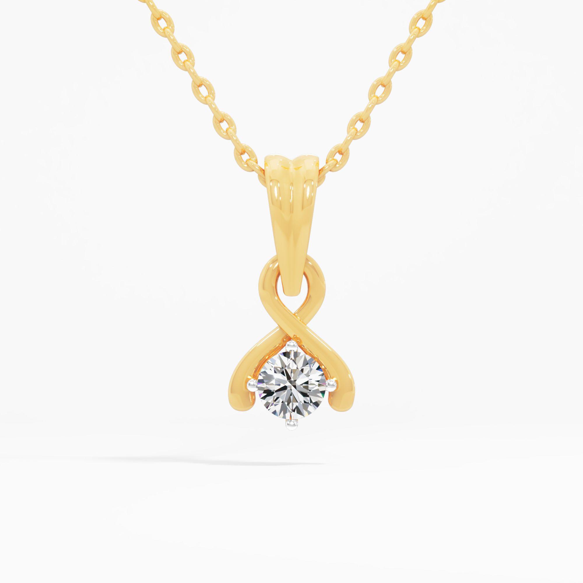 Infinity Curve Solitaire Pendant in 9KT Yellow Gold (Diamond Quality: FG-VVS VS)