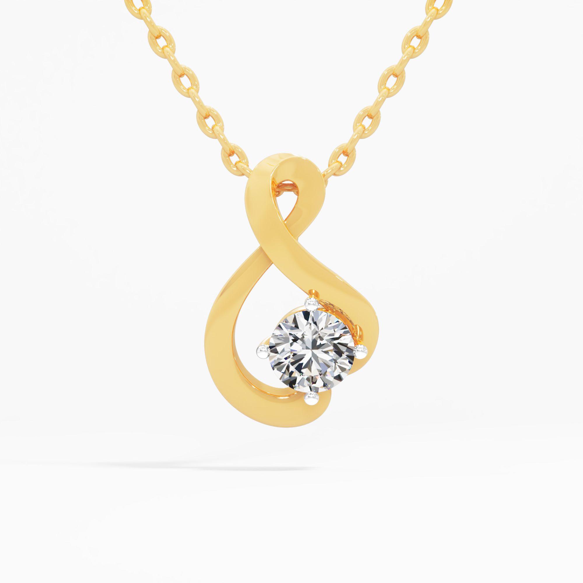 The Serene Swirl Solitaire Pendant in 9KT Yellow Gold (Diamond Quality: FG-VVS VS)