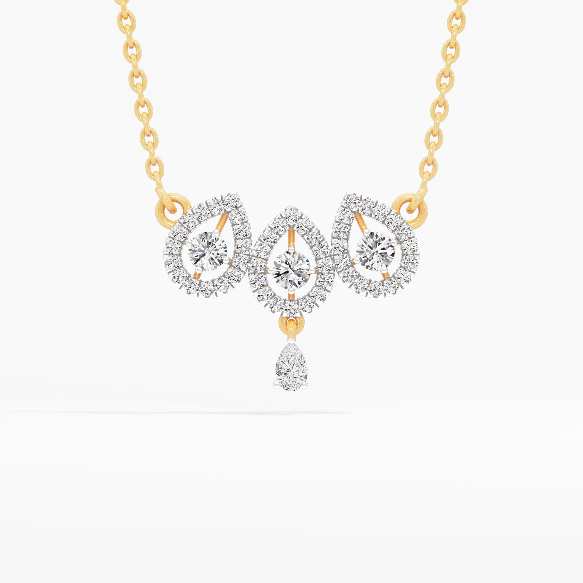 Trilogy Glitter Drop Mangalsutra in 9KT Yellow Gold (Diamond Quality: FG-VVS VS)