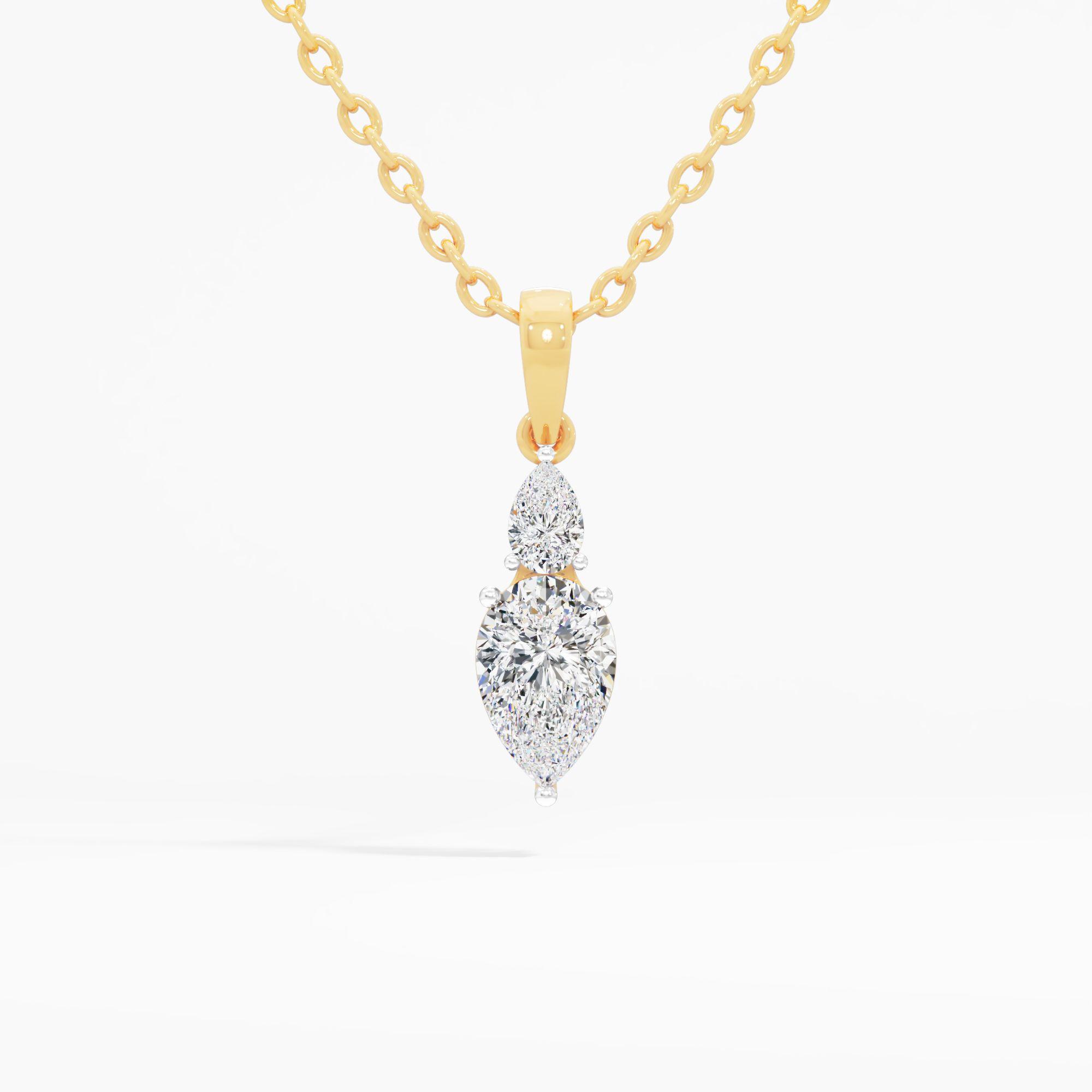 Reverse Pear Duet Diamond Pendant in 9KT Yellow Gold (Diamond Quality: FG-VVS VS)