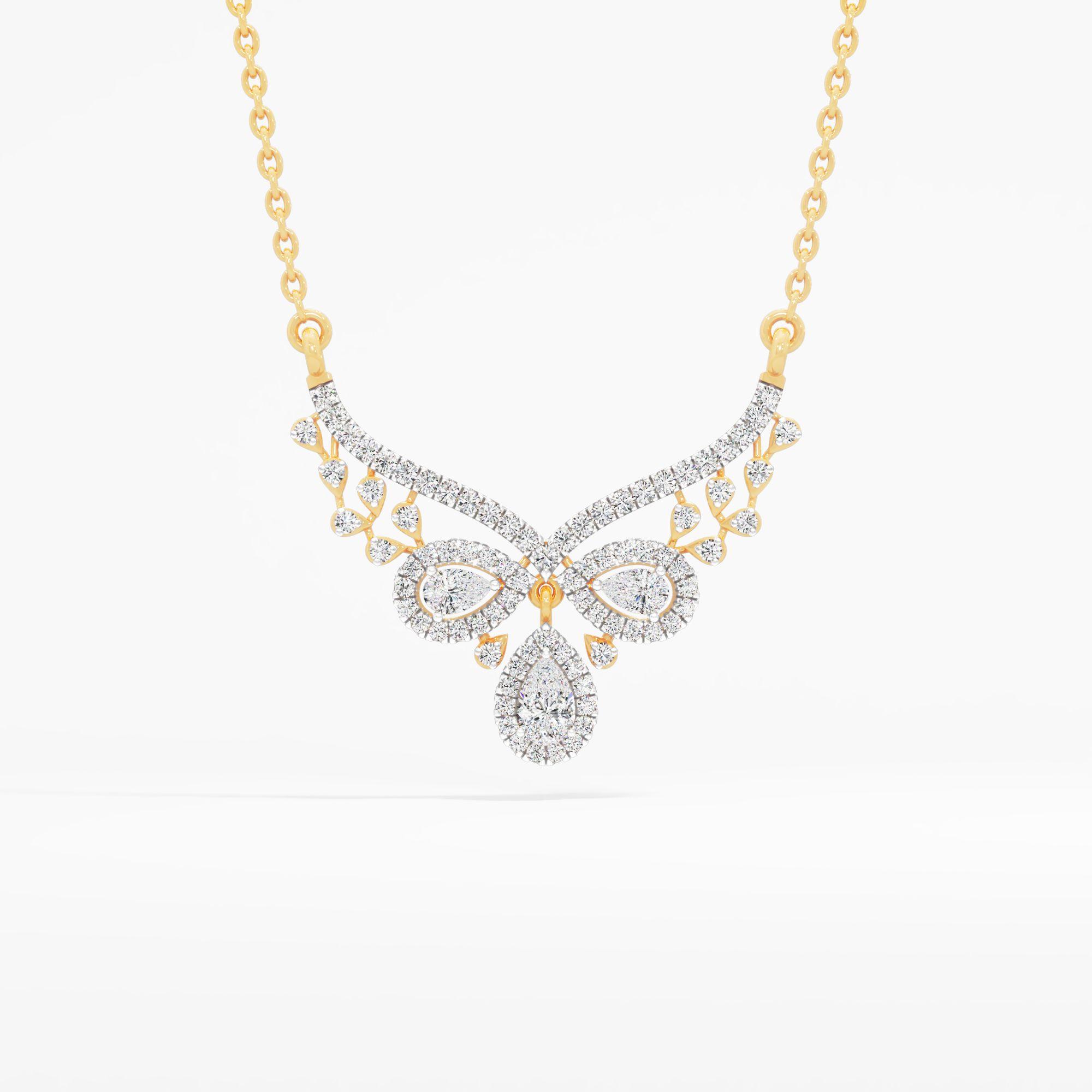 Teardrop Bloom Festoon Mangalsutra in 9KT Yellow Gold (Diamond Quality: FG-VVS VS)