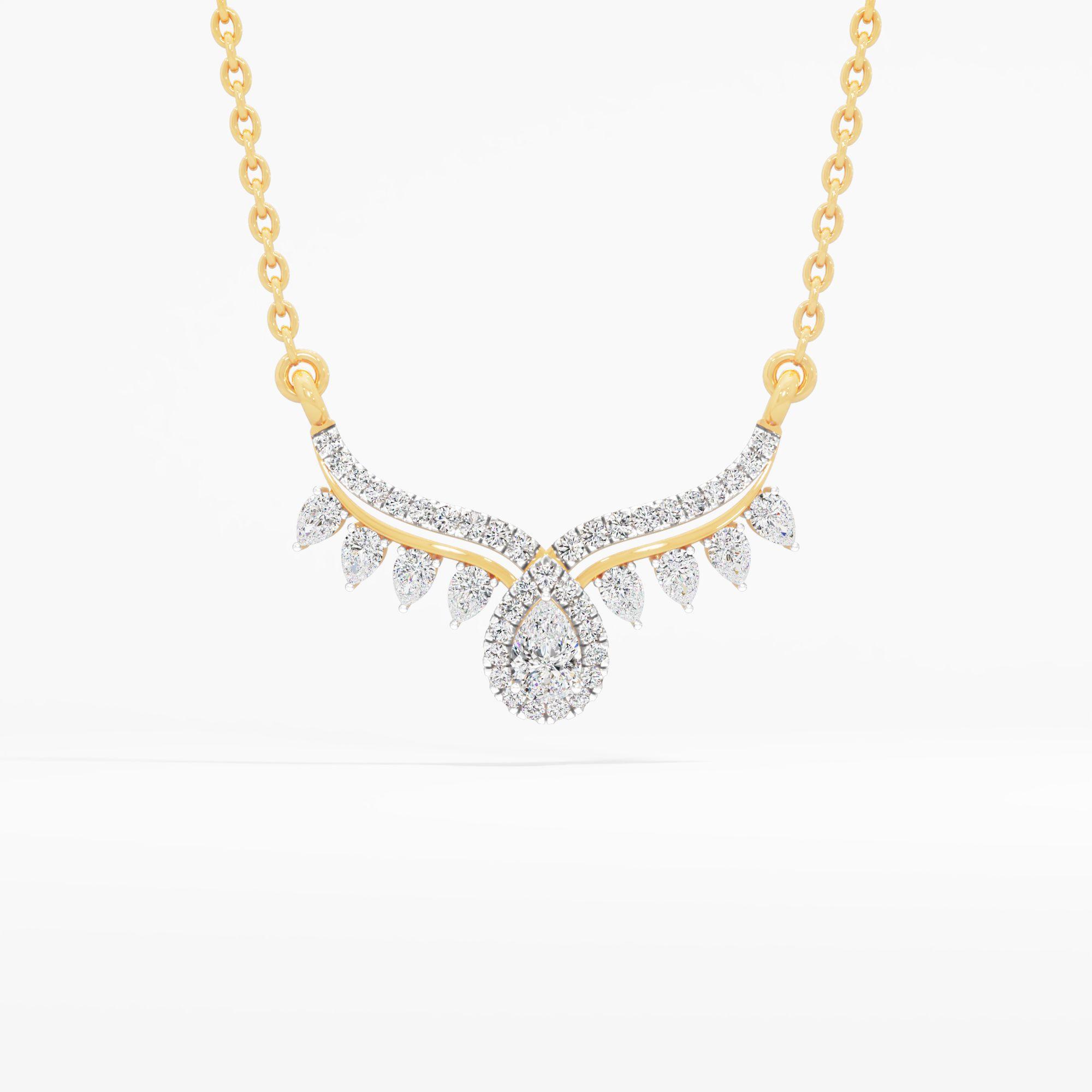 Cornet Swag Pear Drop Mangalsutra in 9KT Yellow Gold (Diamond Quality: FG-VVS VS)