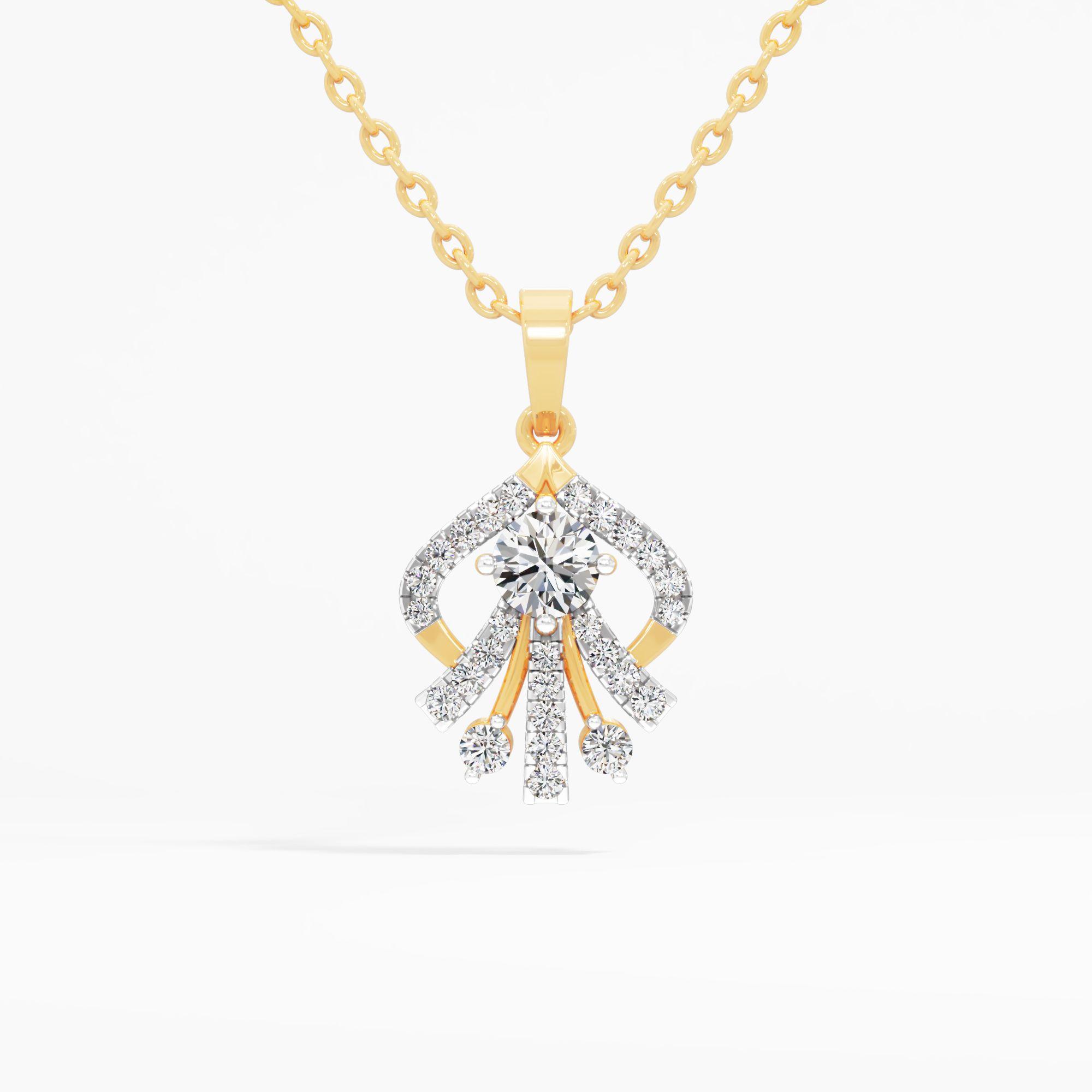 Chandelier Arch Solitaire Pendant in 18KT Yellow Gold (Diamond Quality: FG-VVS VS)