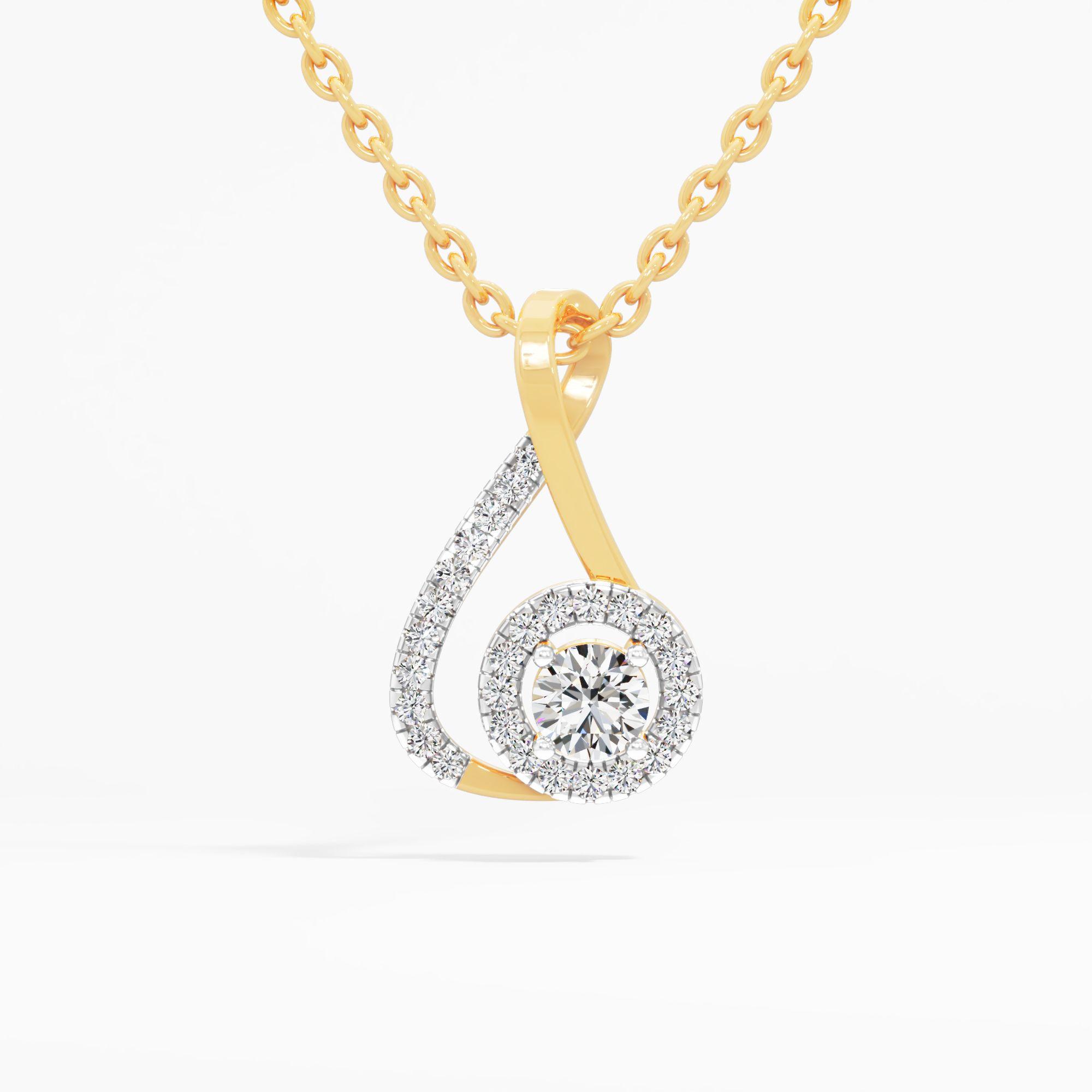 Captive Circle Bridge Pendant in 9KT Yellow Gold (Diamond Quality: FG-VVS VS)
