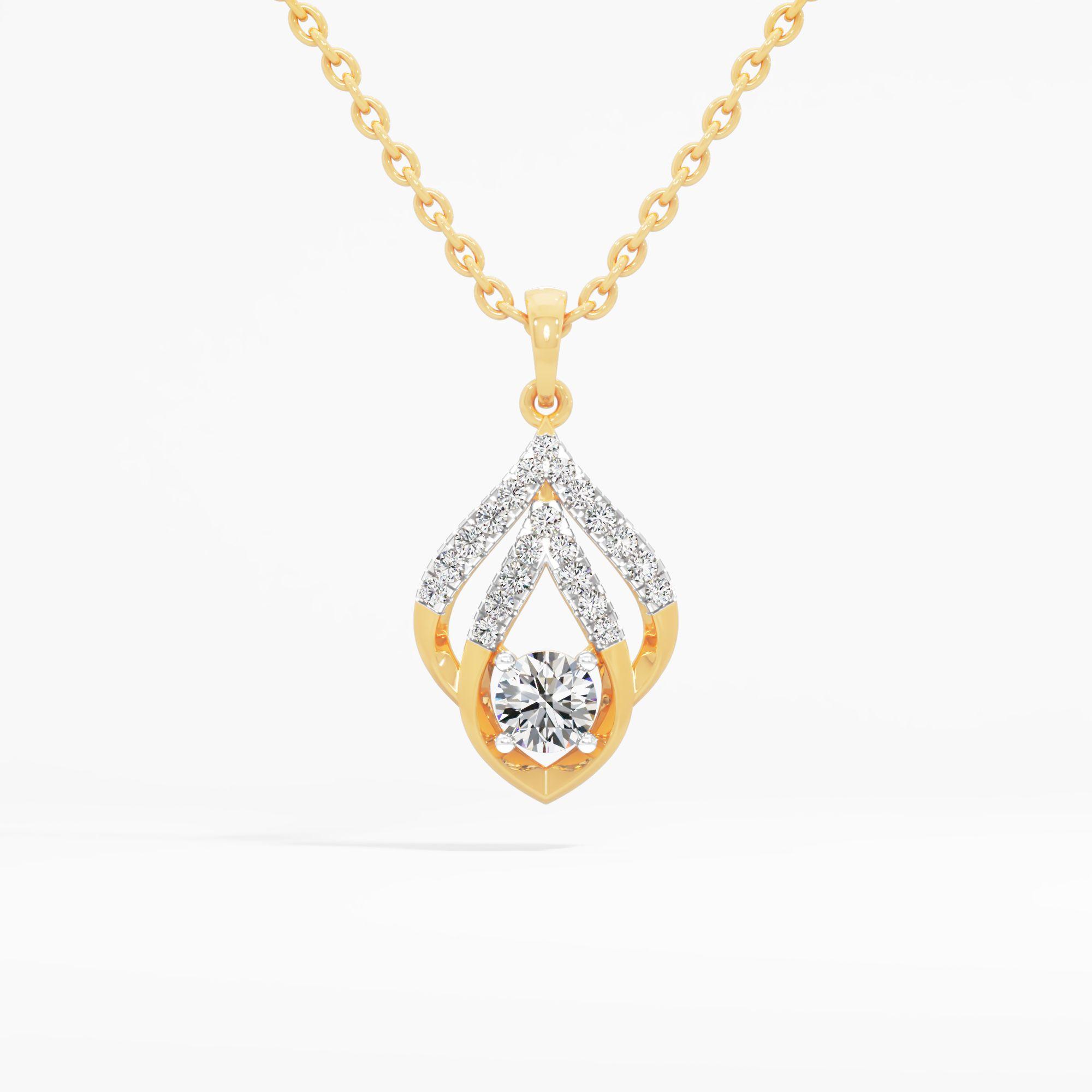 Flame Solitaire Diamond Pendant in 9KT Yellow Gold (Diamond Quality: FG-VVS VS)