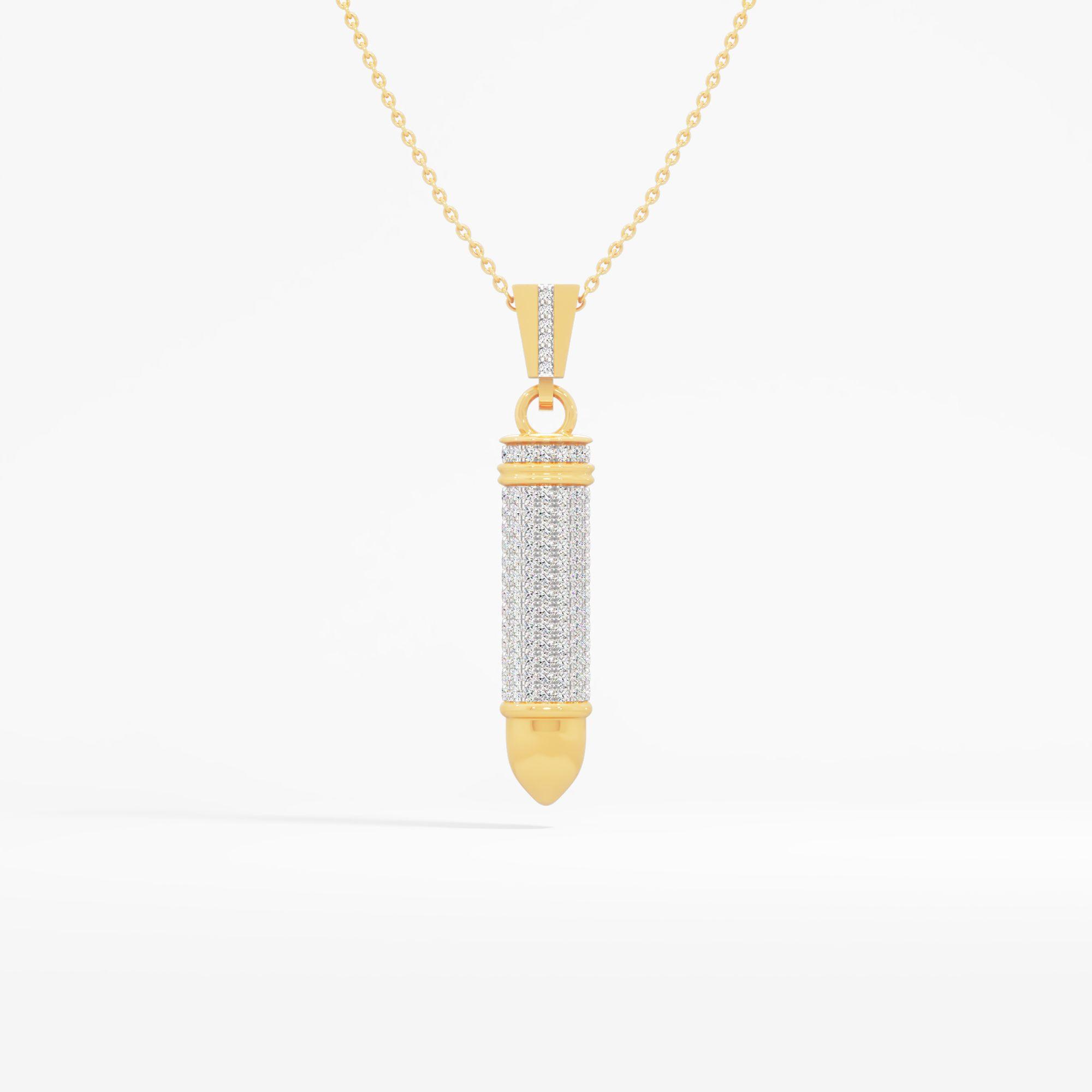 Iced Out Bullet Pendant in 9KT Yellow Gold (Diamond Quality: FG-VVS VS)