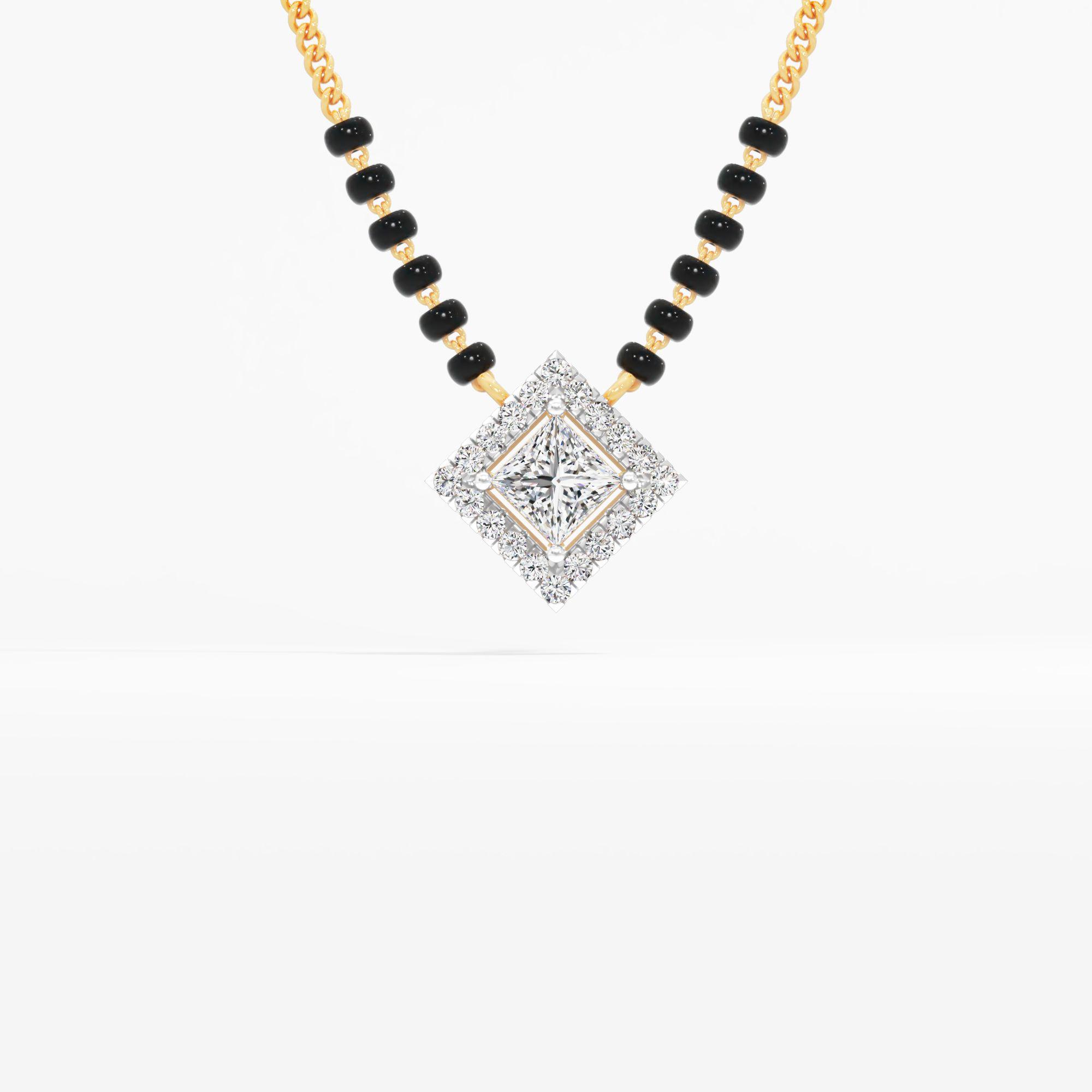 Stellar Princess Halo Mangalsutra in 9KT Yellow Gold (Diamond Quality: FG-VVS VS)