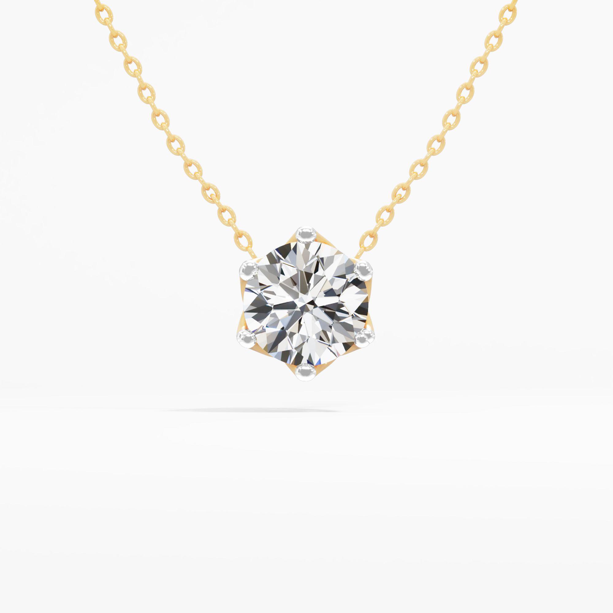 Classic Six-Prong Solitaire Pendant in 9KT Yellow Gold (Diamond Quality: FG-VVS VS)