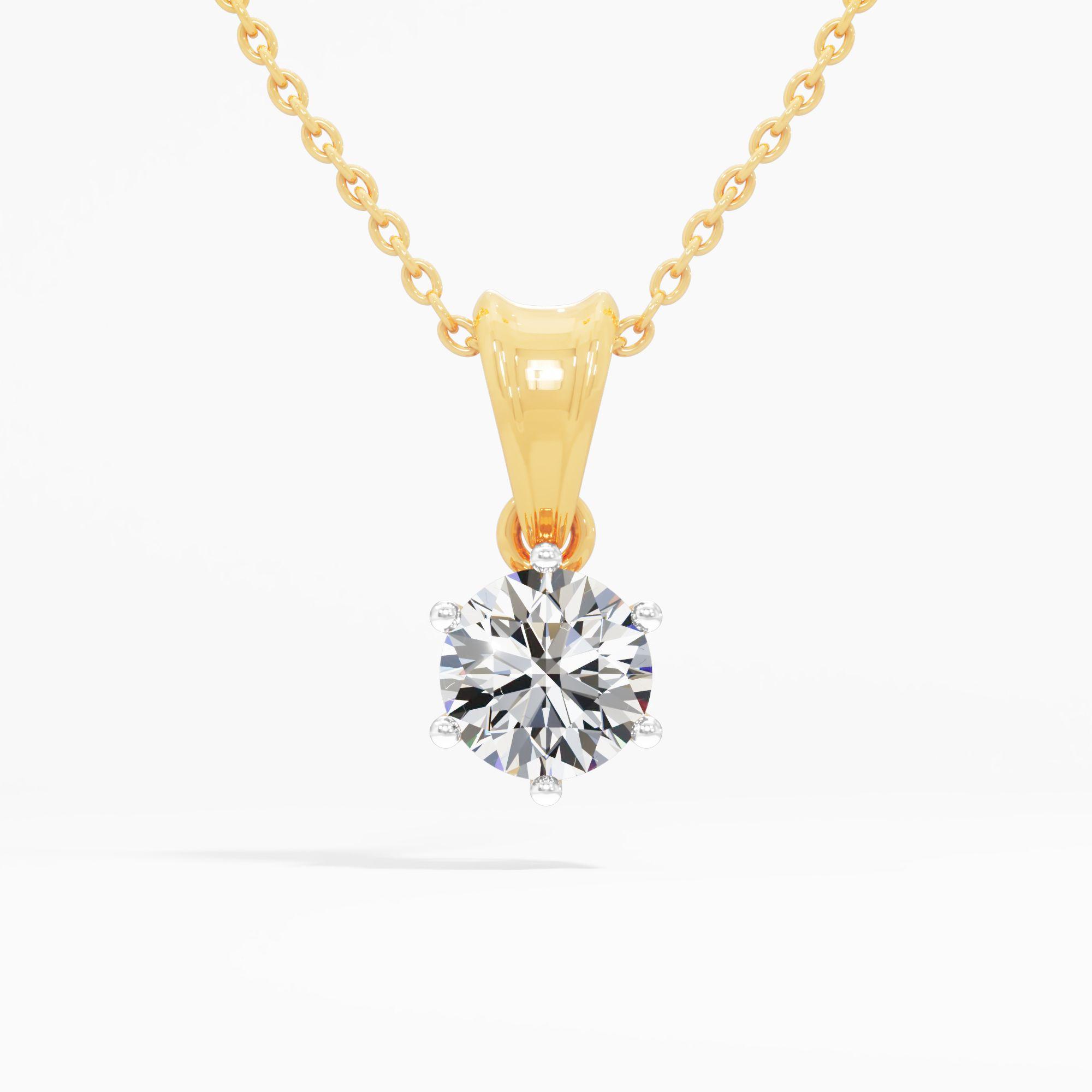 Vintage Six Prong Solitaire Pendant in 9KT Yellow Gold (Diamond Quality: FG-VVS VS)