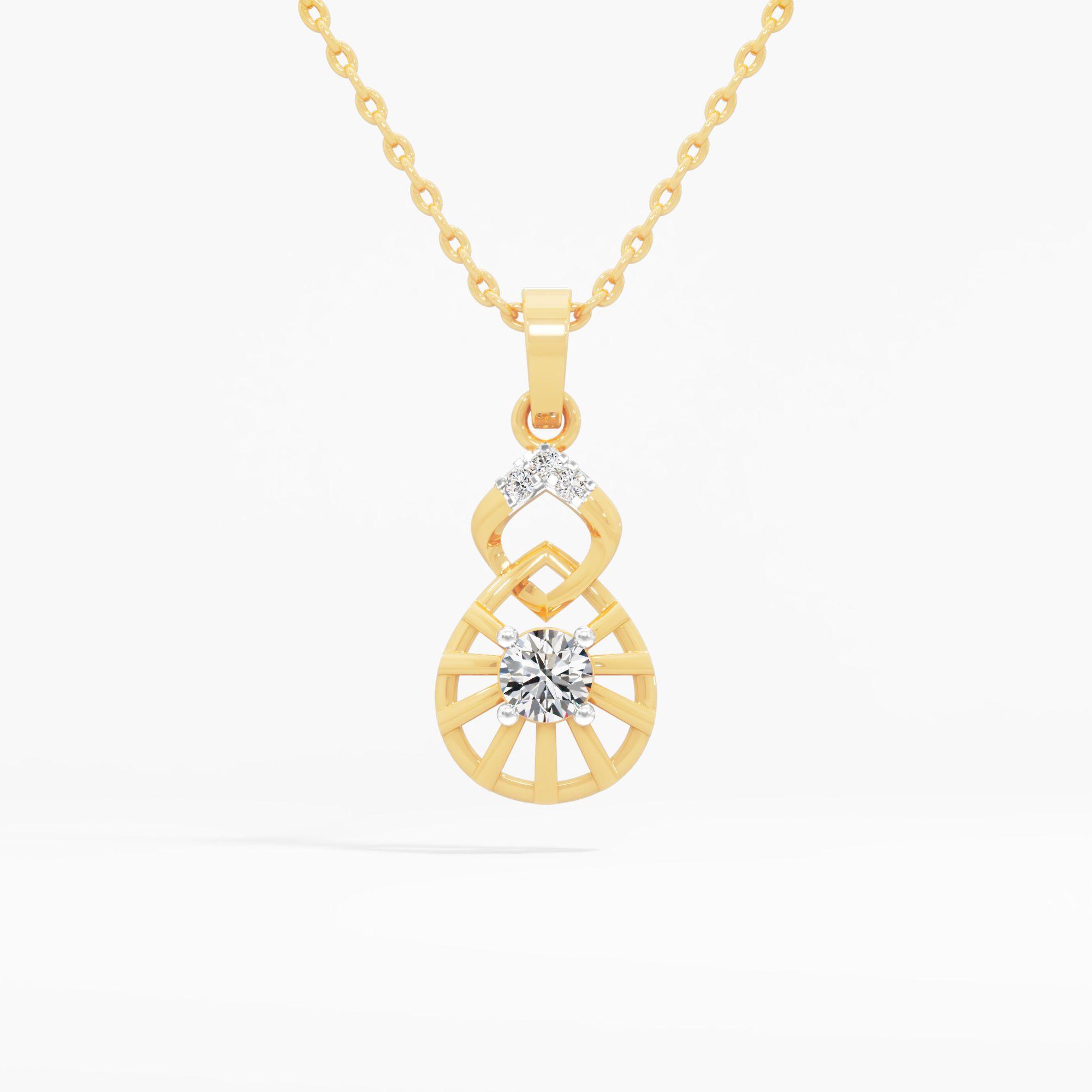 Celestial Knot Solitaire Pendant in 9KT Yellow Gold (Diamond Quality: FG-VVS VS)