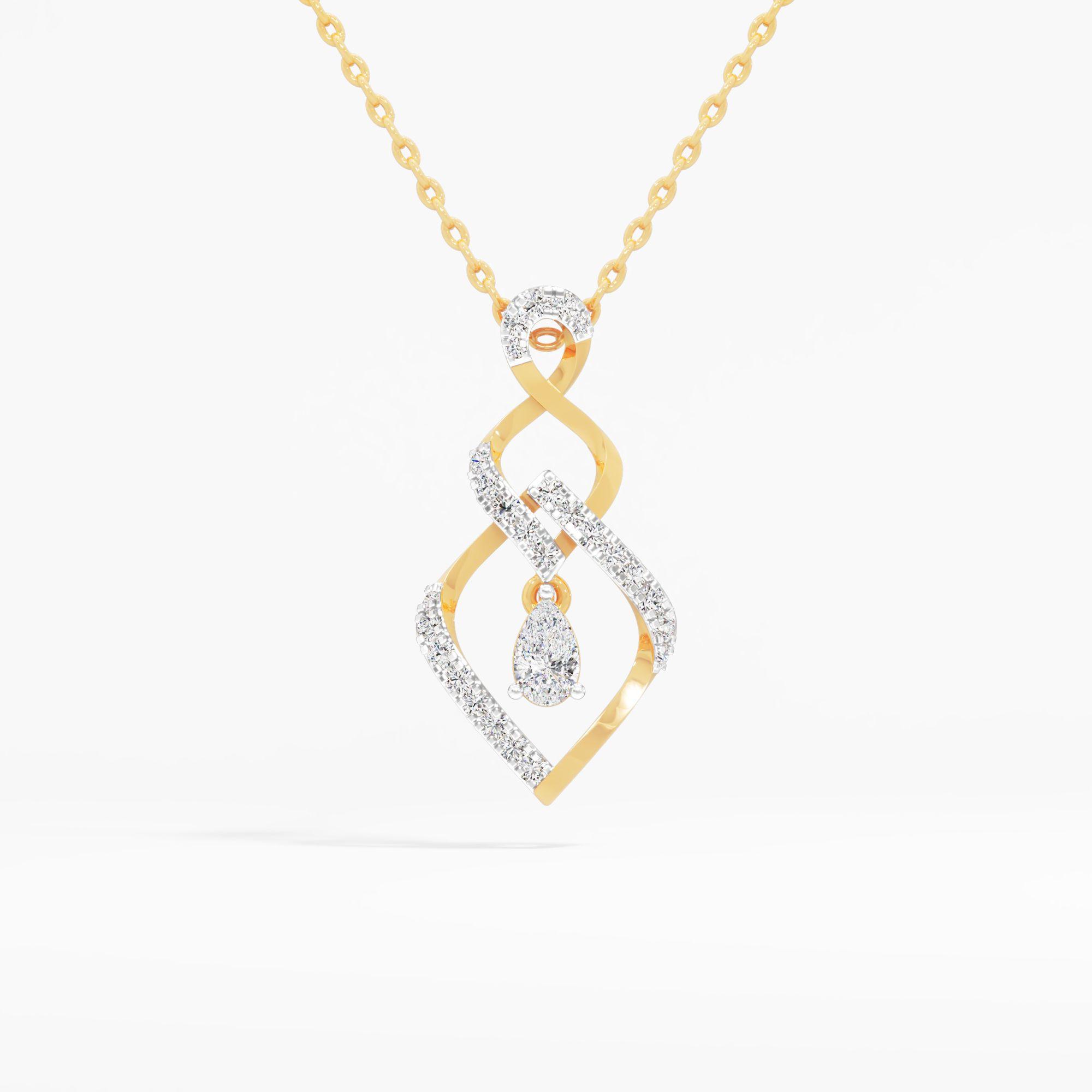 Woven Helix Diamond Pendant in 9KT Yellow Gold (Diamond Quality: FG-VVS VS)