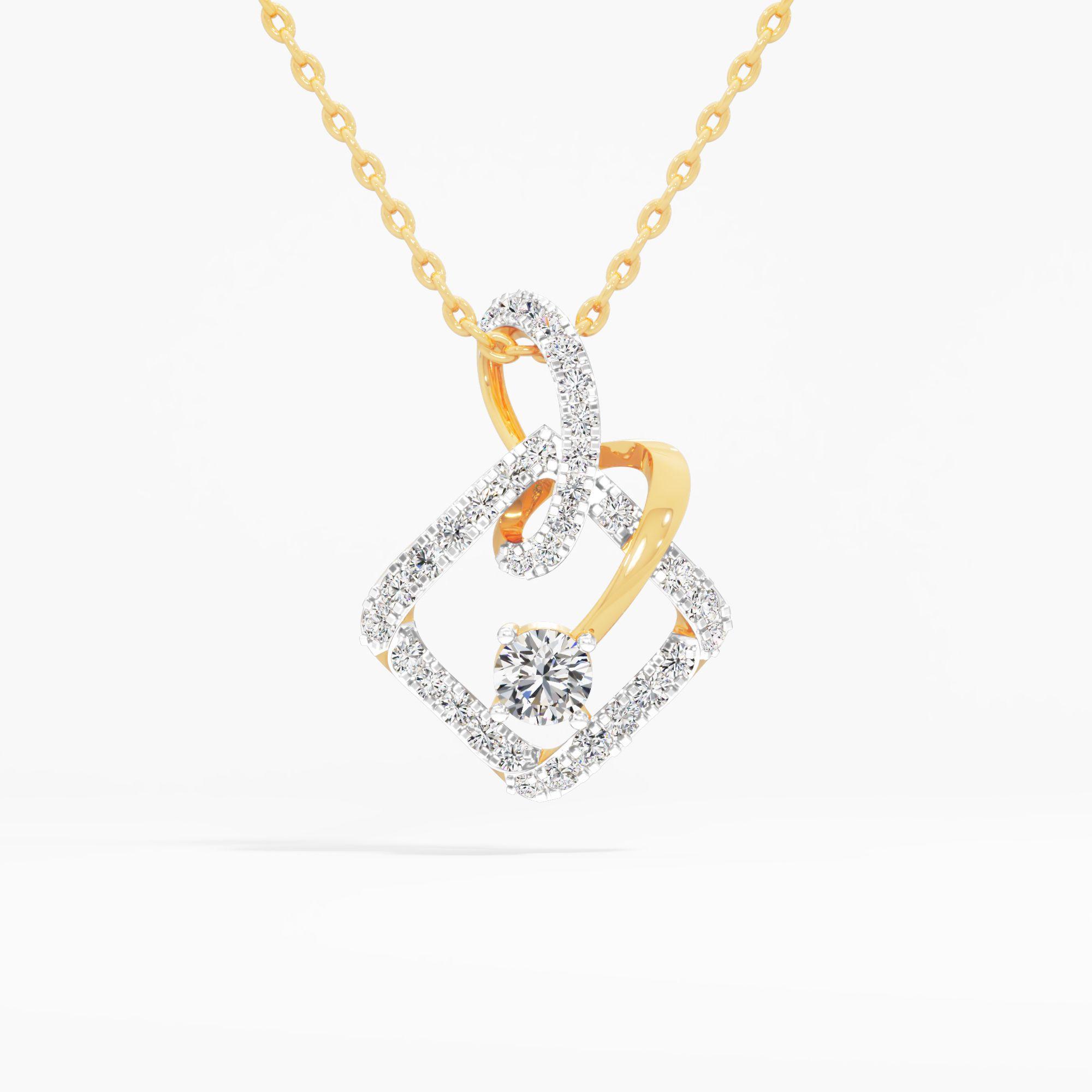 Angular Weave Diamond Pendant in 9KT Yellow Gold (Diamond Quality: FG-VVS VS)
