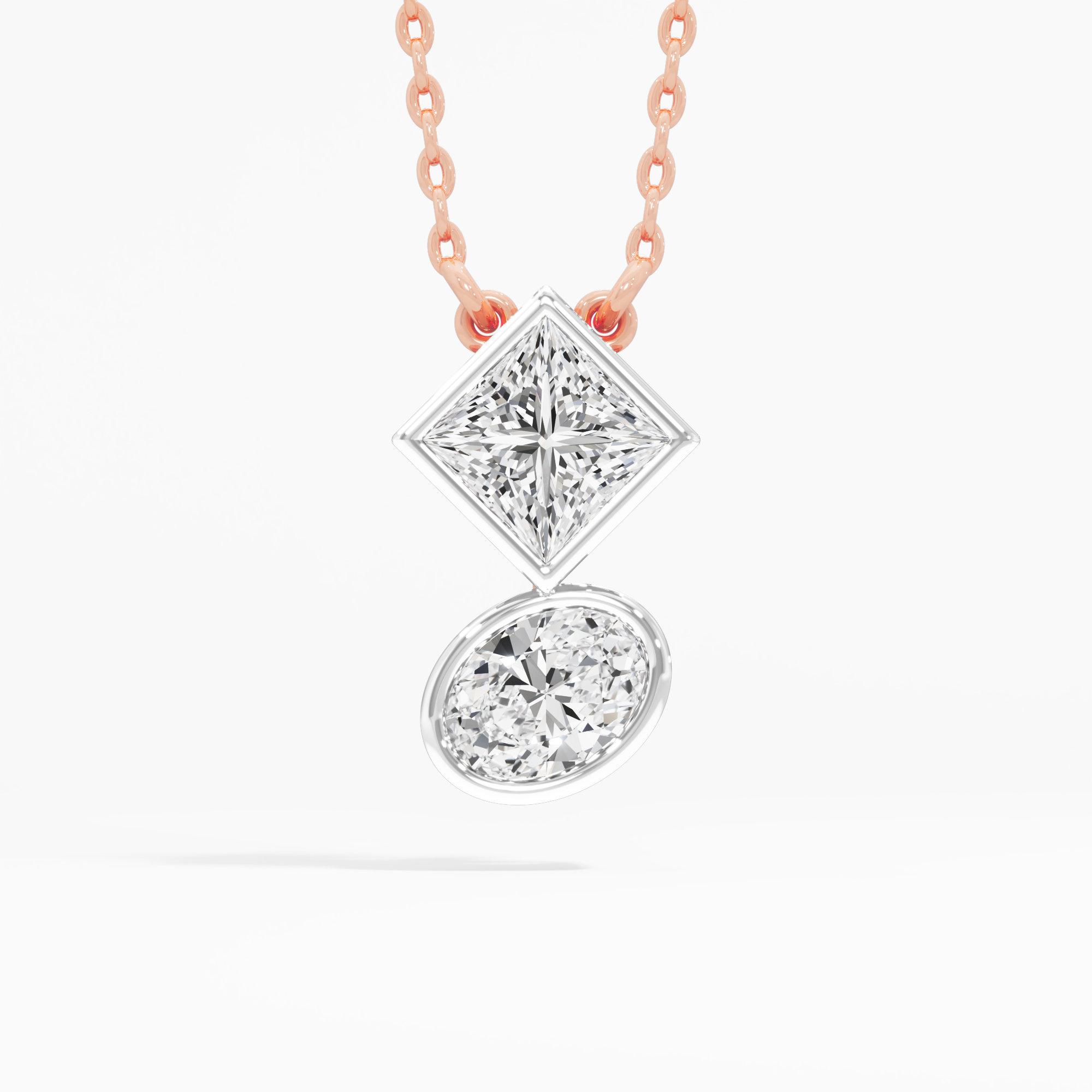 Geometric Sparkle Diamond Pendant in 14KT Rose Gold (Diamond Quality: FG-VVS VS)