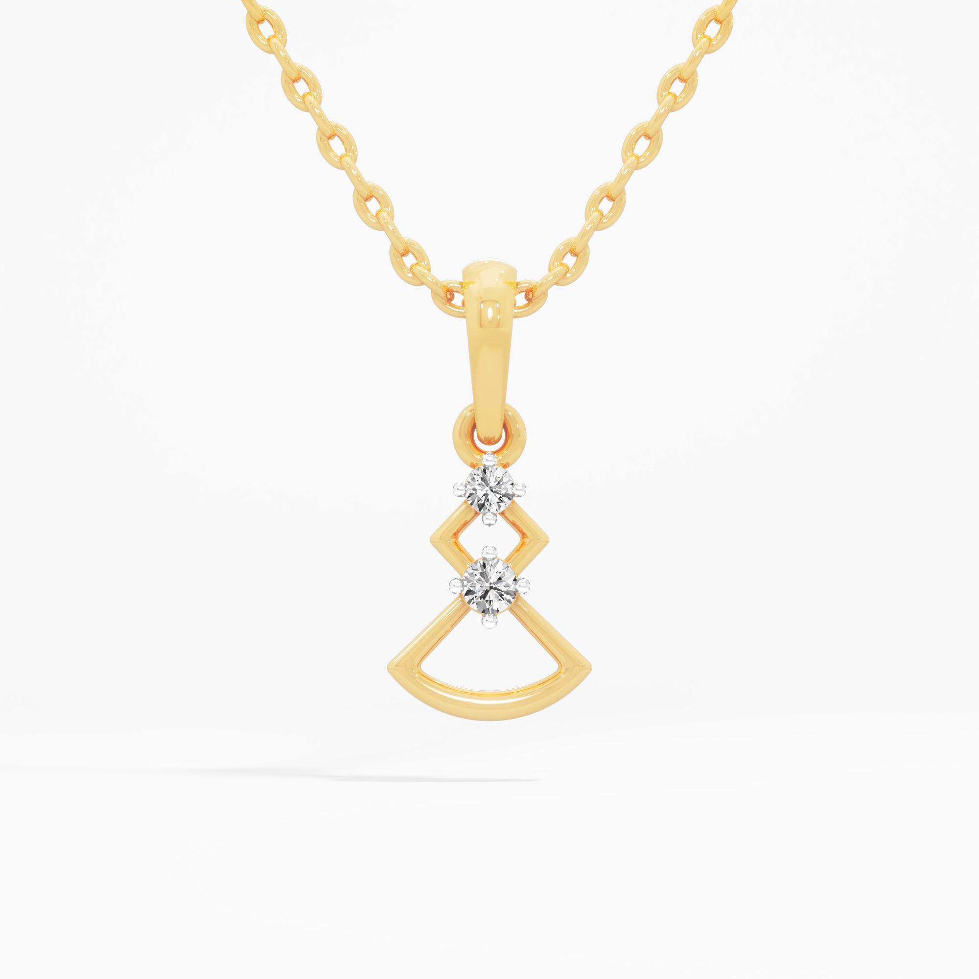 Glisten Twin Diamond Pendant in 9KT Yellow Gold (Diamond Quality:FG-VVS VS)