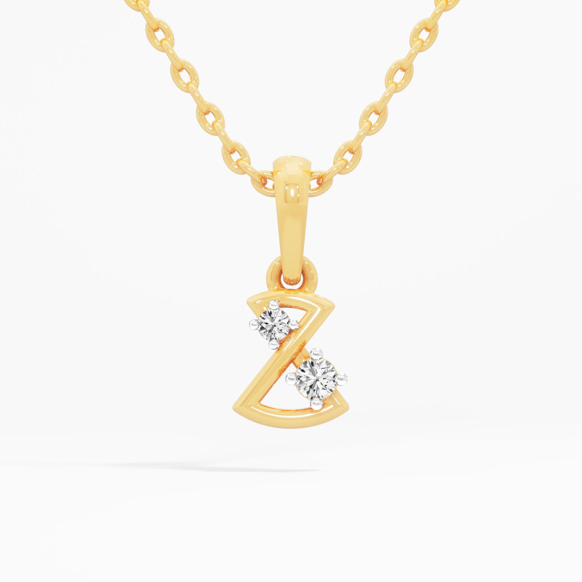 Curved Ribbon Diamond Pendant in 9KT Yellow Gold (Diamond Quality:FG-VVS VS)