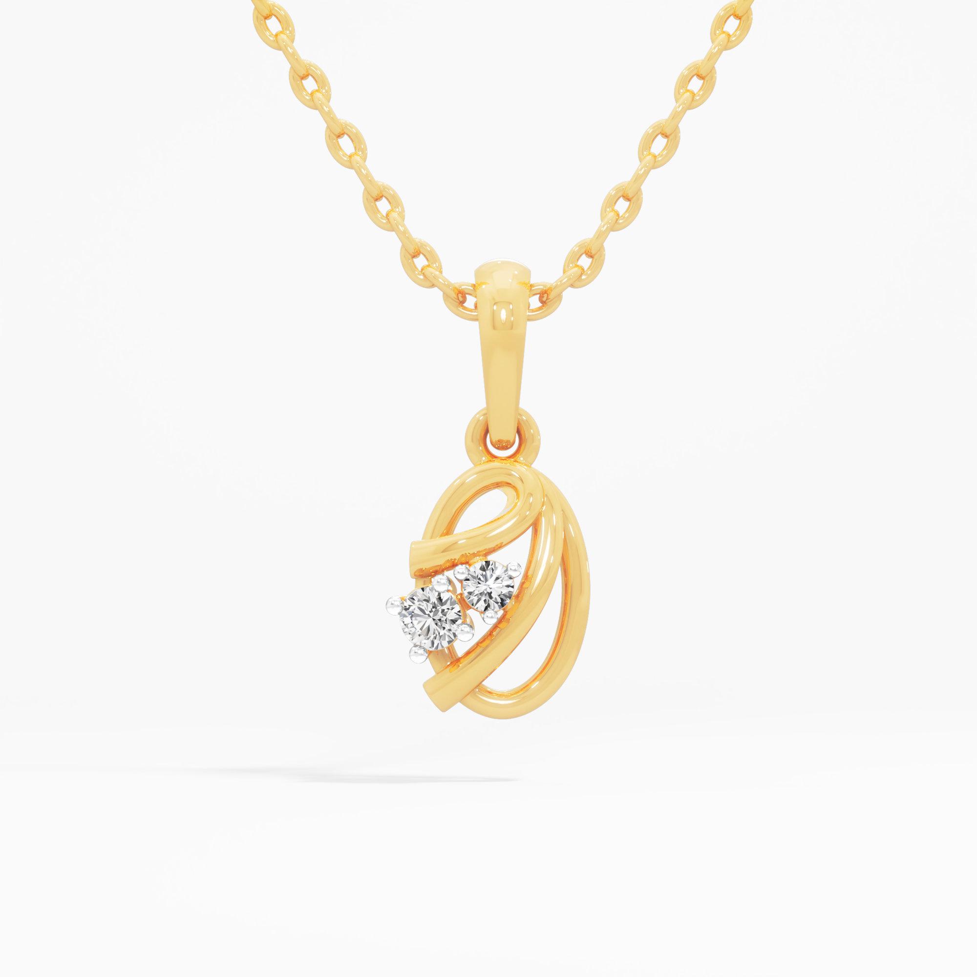 Ribbon Swirl Diamond Pendant in 9KT Yellow Gold (Diamond Quality:FG-VVS VS)