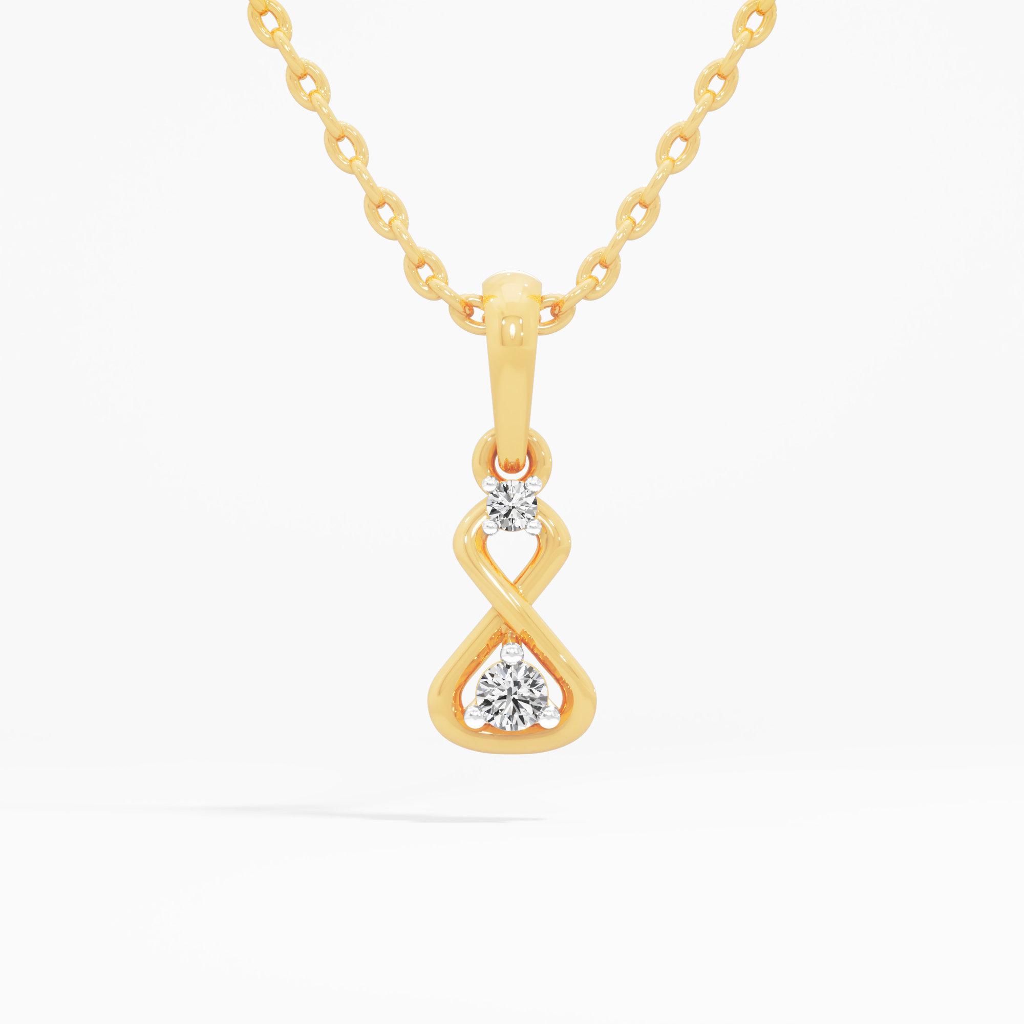 Braided Loop Diamond Pendant in 9KT Yellow Gold (Diamond Quality:FG-VVS VS)